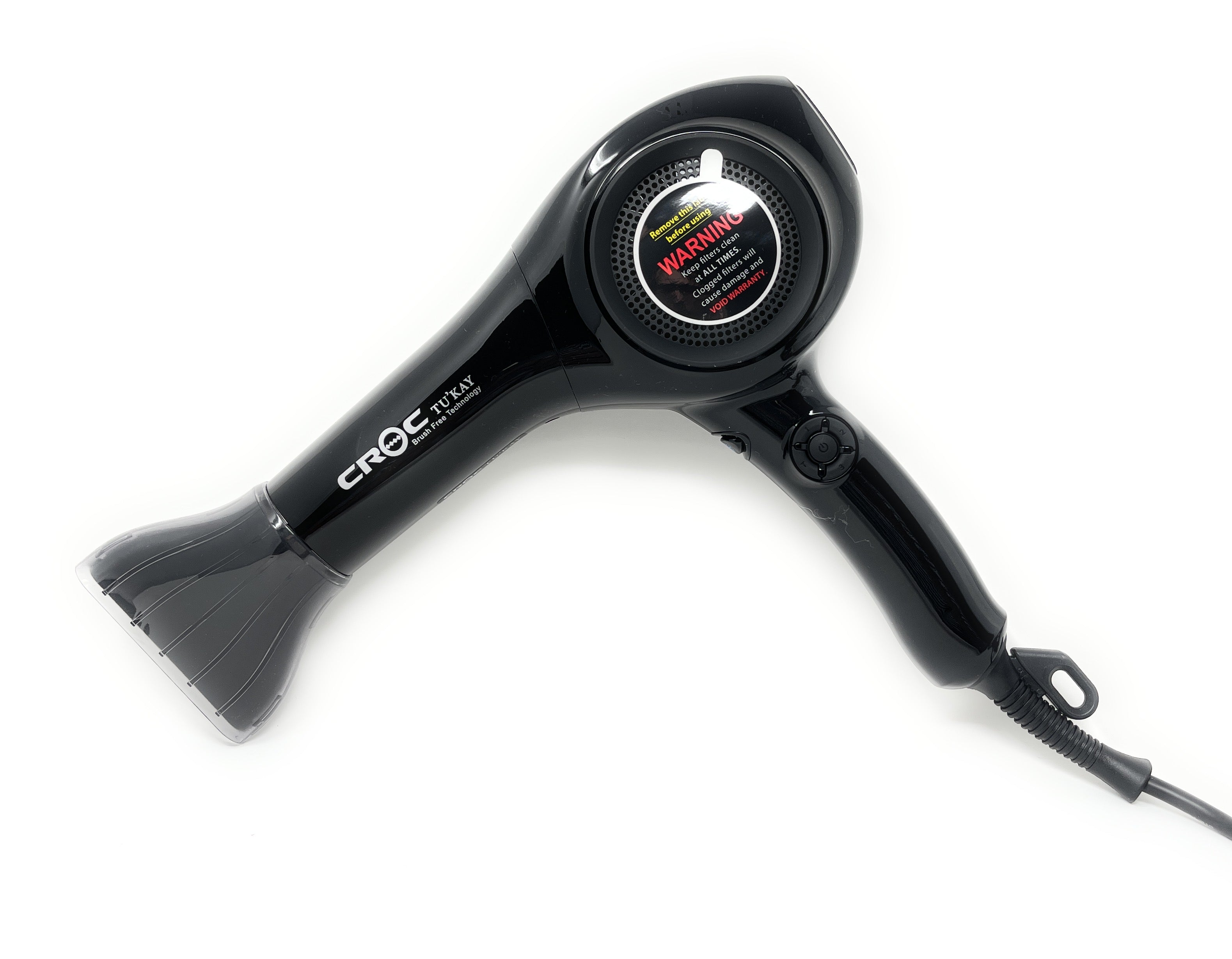 Professional Croc Tukay Hair Dryer with Diffuser - Black Ionic Blow Dryer for Fast Drying & Styling - Salon Quality Hair Styling Tool for Home & Travel Use