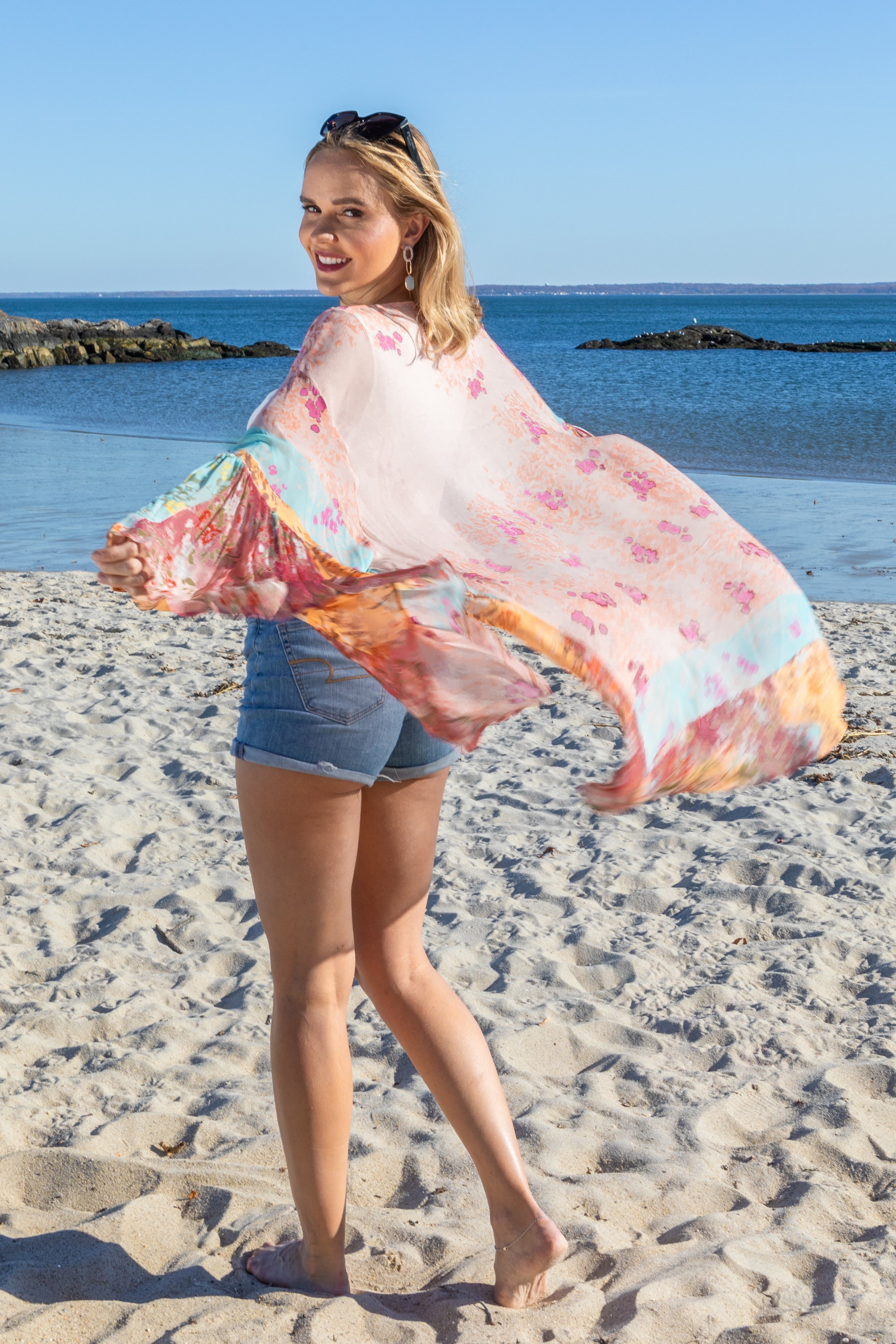 Elegant Floral Ruffle Sleeve Kimono Robe - Boho Chic Loungewear for Women | Perfect for Spa Days, Beach Cover-ups & Home Relaxation