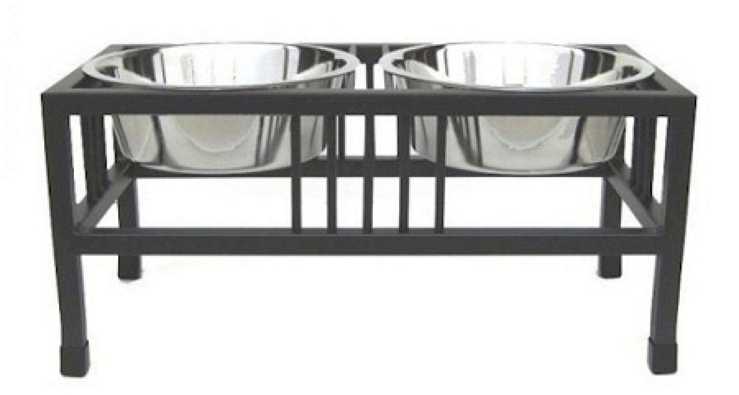 StarSun Depot PetsStop Baron Double Raised Dog Bowl - Small/Mocha - Elevated Stainless Steel Pet Food & Water Dish for Small Dogs - Perfect for Home, Travel & Outdoor Use