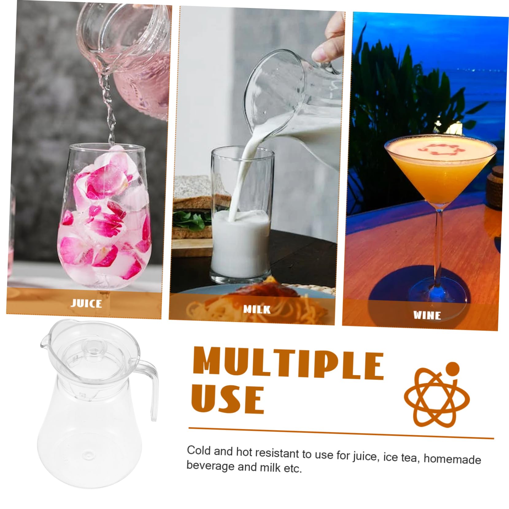 1.5L Borosilicate Glass Water Pitcher with Lid - Hot & Cold Beverage Carafe for Juice, Coffee, Lemonade, Iced Tea - Clear Plastic-Free Jug for Home, Office, and Outdoor Use