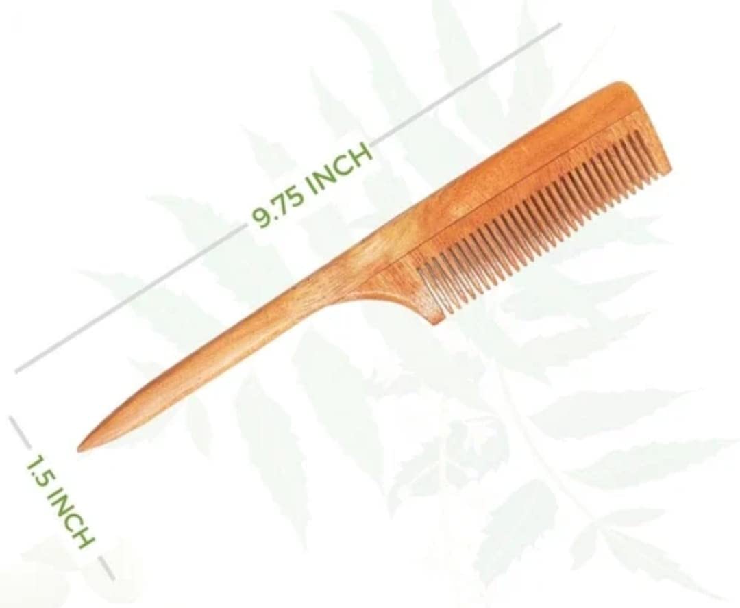 Organic Neem Wood Comb for Men & Women - Anti-Static & Scalp Massage Hair Comb - Perfect for Detangling, Styling & Healthy Hair Care at Home or Travel