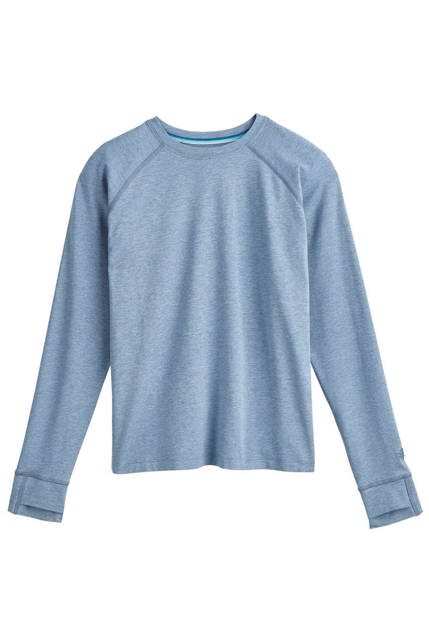 LumaLeo Kids Long Sleeve T-Shirt - Light Blue Heather Cotton Shirt for Boys & Girls | School, Playdates & Outdoor Activities