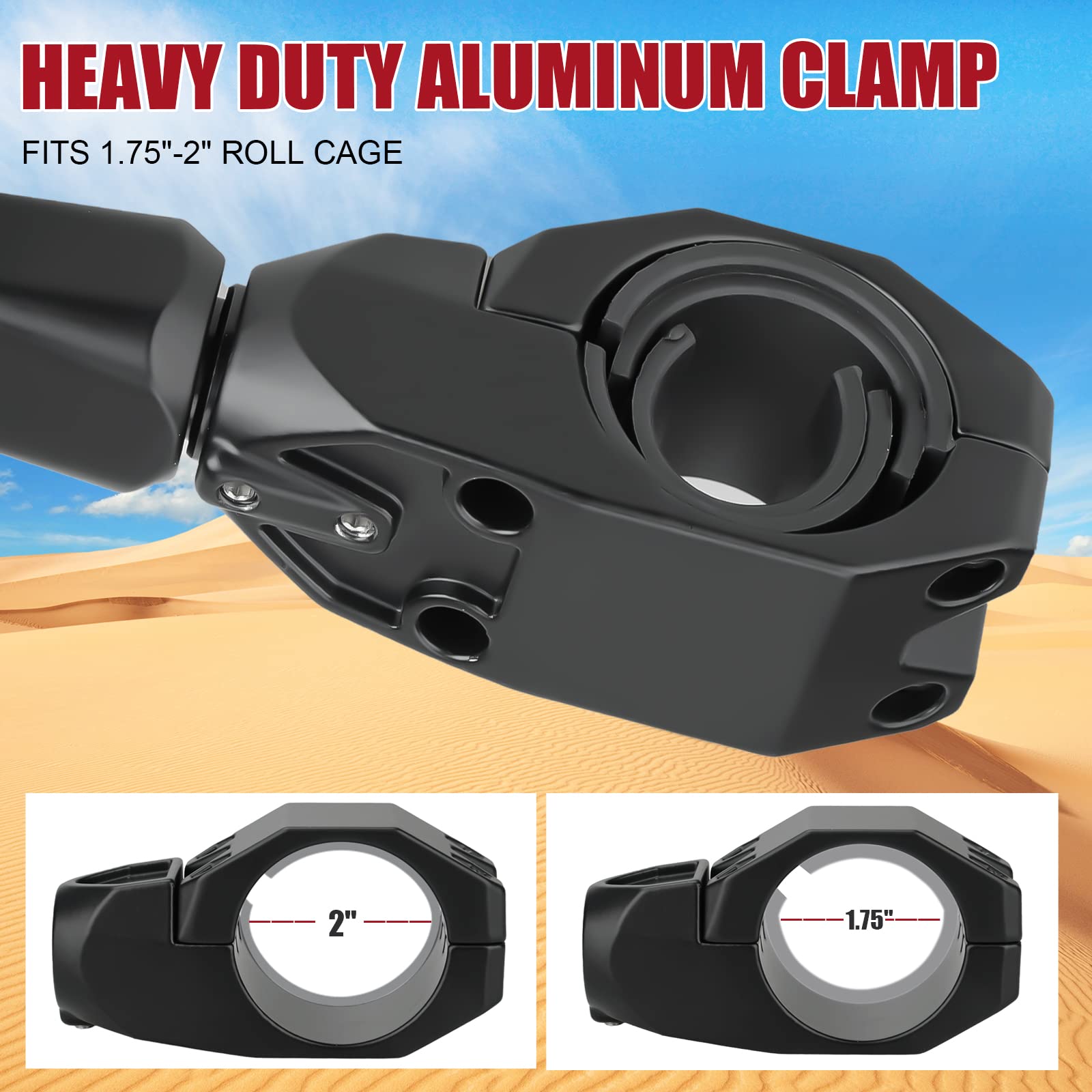 Youxmoto UTV RZR Side Mirrors for Polaris RZR 570 800 900 XP1000, Rhino 450 660 700, Pioneer 1000 - 1.75-2
