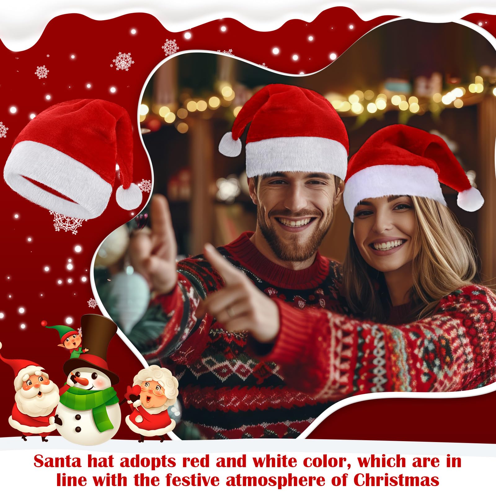 20 Pack Velvet Santa Hats for Adults - Bulk Christmas Party Hats Unisex with Soft Lining - Holiday Festive Costume Accessories for Family Gatherings, Office Parties & New Year Celebrations