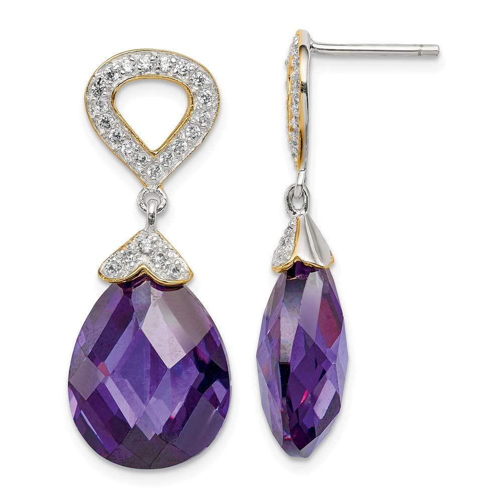 925 Sterling Silver CZ Teardrop Post Dangle Earrings for Women | Hypoallergenic Cubic Zirconia Stud Earrings | Perfect for Weddings, Parties & Everyday Wear
