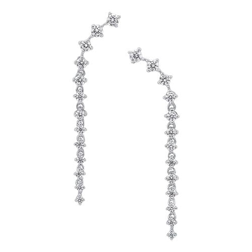 10K White Gold Linear Diamond Drop Earrings - 1/2 ct. tw. Elegant Dangling Earrings for Weddings, Parties & Special Occasions