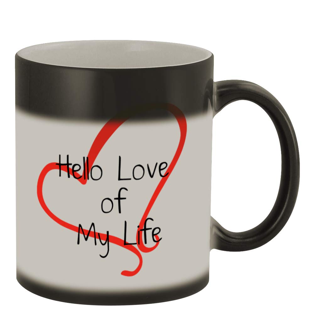 Funny Color Changing Coffee Mug - 11oz Ceramic Magic Cup with Humorous 'Hello Love of My Life' Design | Perfect Gift for Couples, Anniversaries & Coffee Lovers