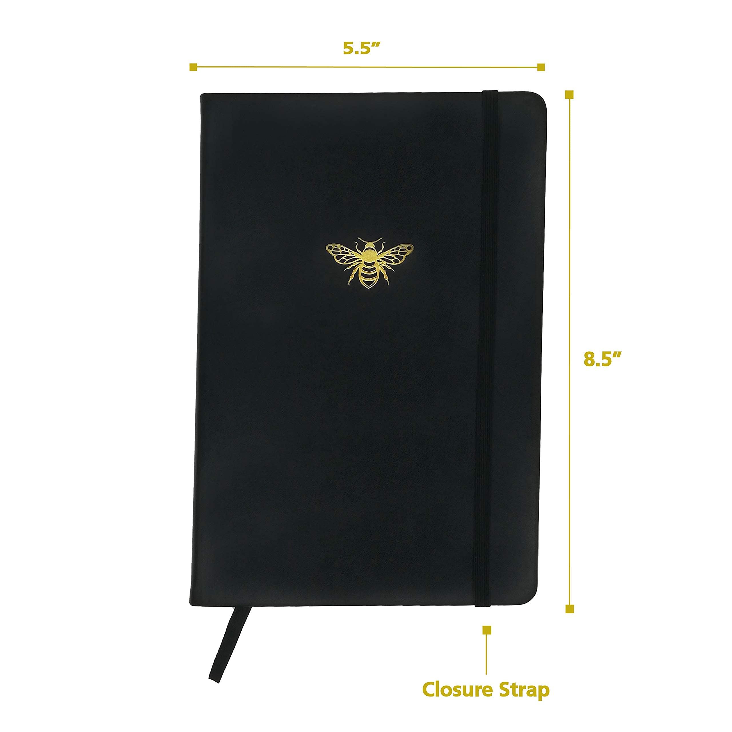 Premium Hardcover Lined Journal Notebook with Luxury Pen - A5 Size Writing Diary for Work, School & Personal Use - Perfect Gift for Writers & Professionals (Black Bee)