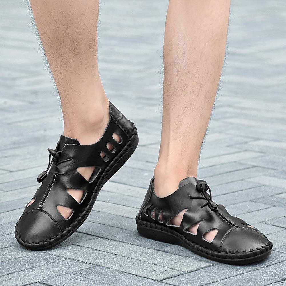 Men's Breathable Leather Hiking Sandals - Lightweight Water Shoes for Summer Outdoor Activities, Fishing & Beach Walking
