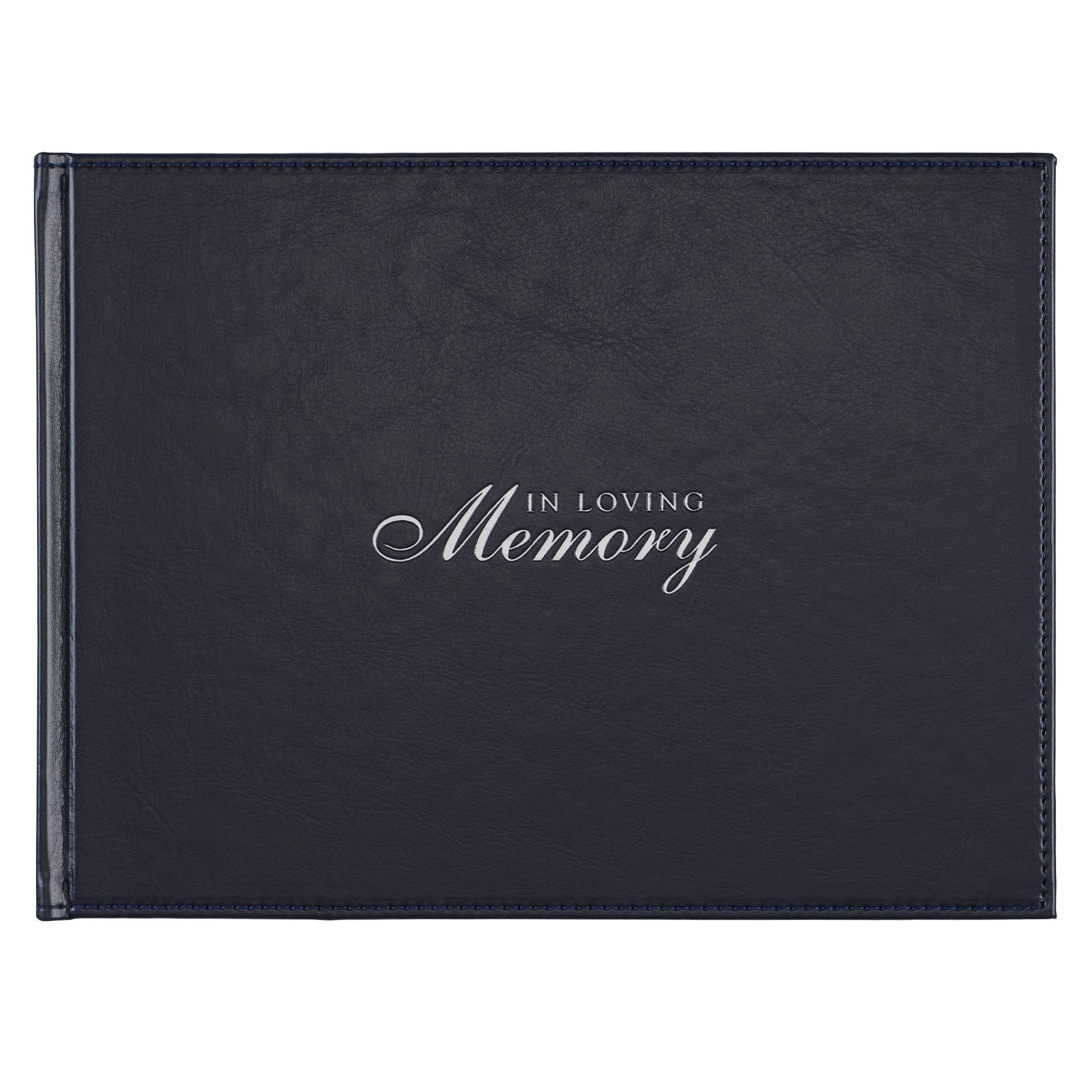 Loving Memory Guest Book - Navy Faux Leather Condolence Book for Funerals & Memorial Services | Memorial Sign-in Book for Funeral Guests | Perfect for Sympathy Gatherings & Celebration of Life Events