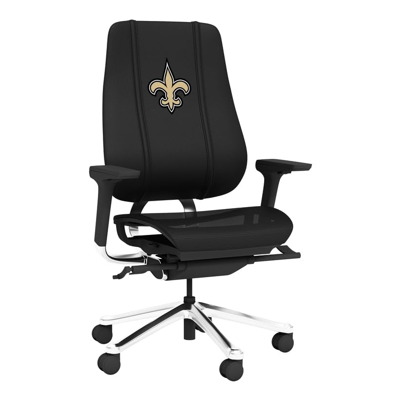 PhantomX Black Mesh Gaming Chair with New Orleans Saints Logo - Ergonomic Office & Esports Chair for PC Gaming, Streaming, and Home Office Setup