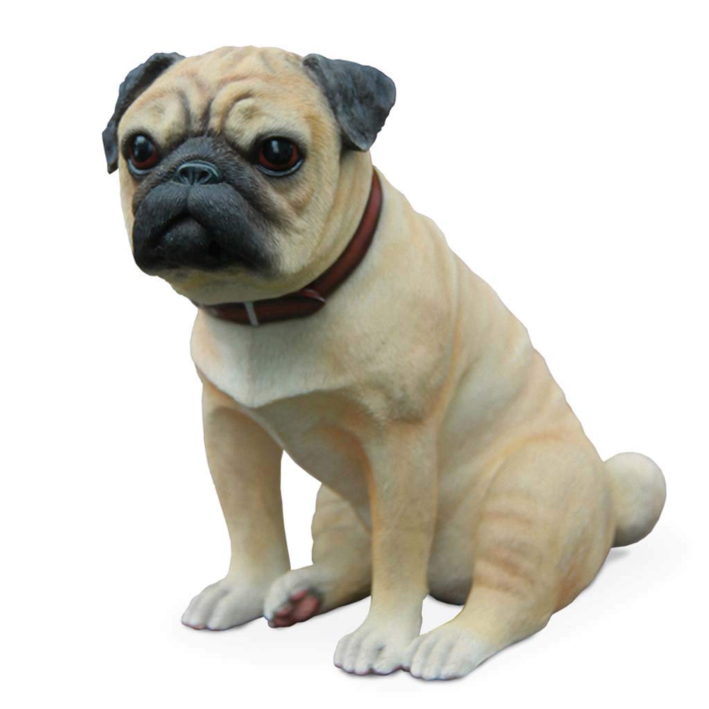 Starling Dog Statue - Resin Pug Sculpture for Garden, Terrace, Living Room & Office Decor (16cm) | Cute Desktop Ornament for Pet Lovers & Home Decor