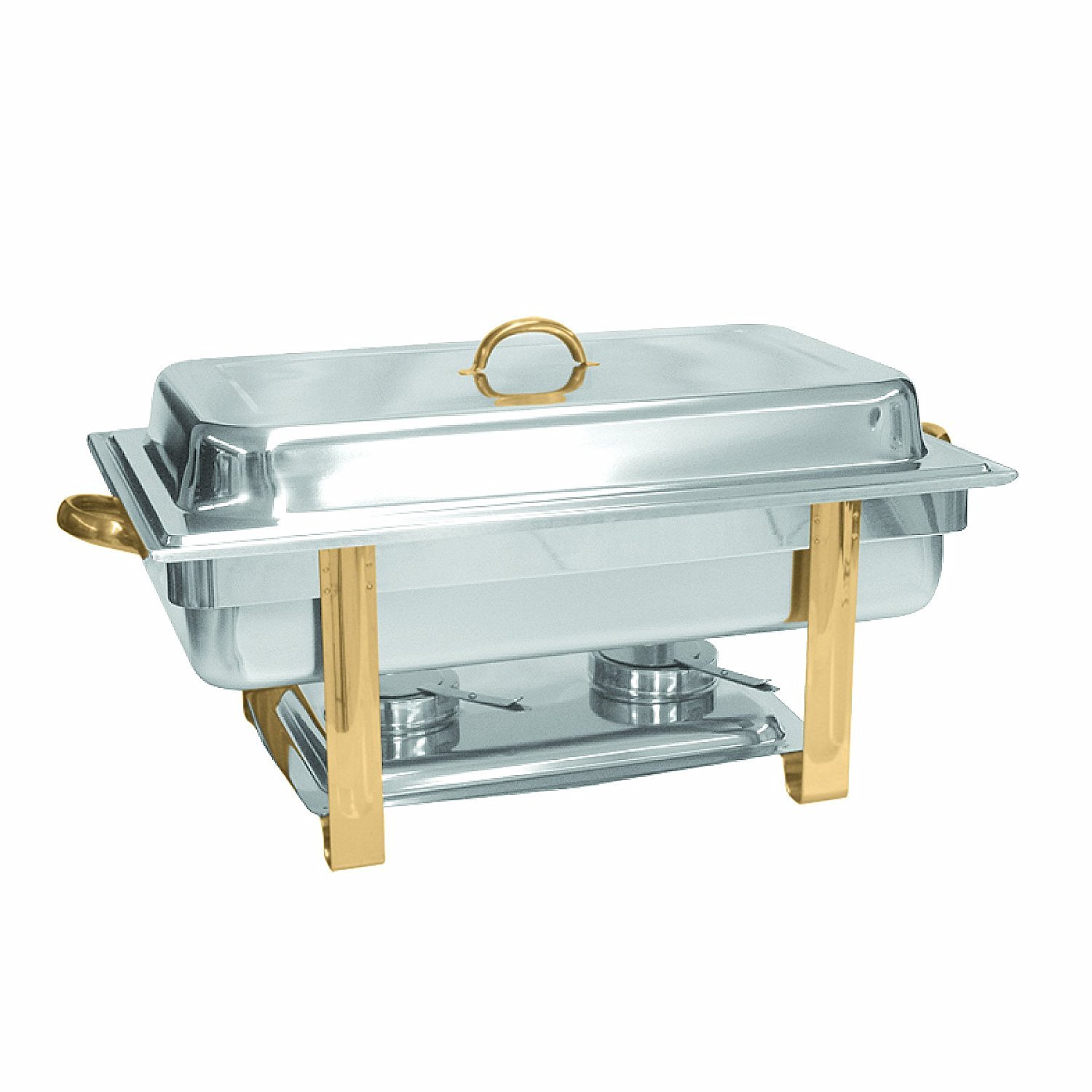 Tiger Chef Stainless Steel Chafing Dish Buffet Set - 8 Quart Commercial Food Warmer with Gold Accents - Perfect for Catering, Buffets, and Party Serving