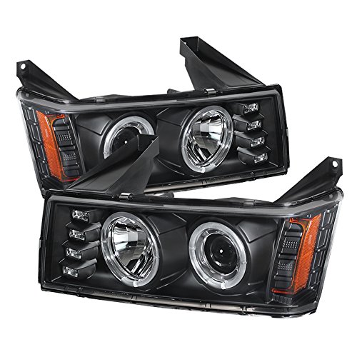 XTune LED Halo Headlights for 2004-2012 Chevy Colorado - Black/Clear Lens - High Performance Off-Road Lighting for Night Driving & Custom Look