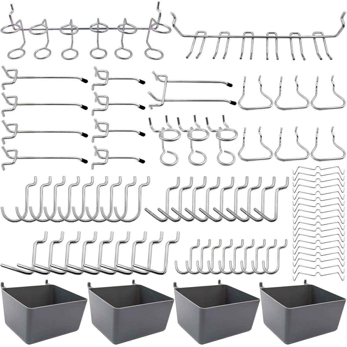 FRIMOONY 80-Piece Pegboard Hooks Assortment Kit with Pegboard Bins & Peg Locks - Perfect for Garage, Workshop, and Tool Organization - Heavy Duty Storage Solution for DIY Tools, Hardware, and Workshop Accessories