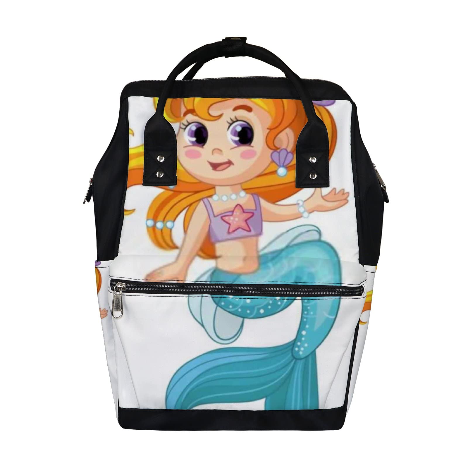 Waterproof Mermaid Pearl Diaper Backpack - Large Capacity Baby Nappy Changing Bag with Laptop Compartment for Travel | Stylish & Durable Unisex Diaper Bag for Parents | Perfect for Daycare, Beach Trips & Family Outings