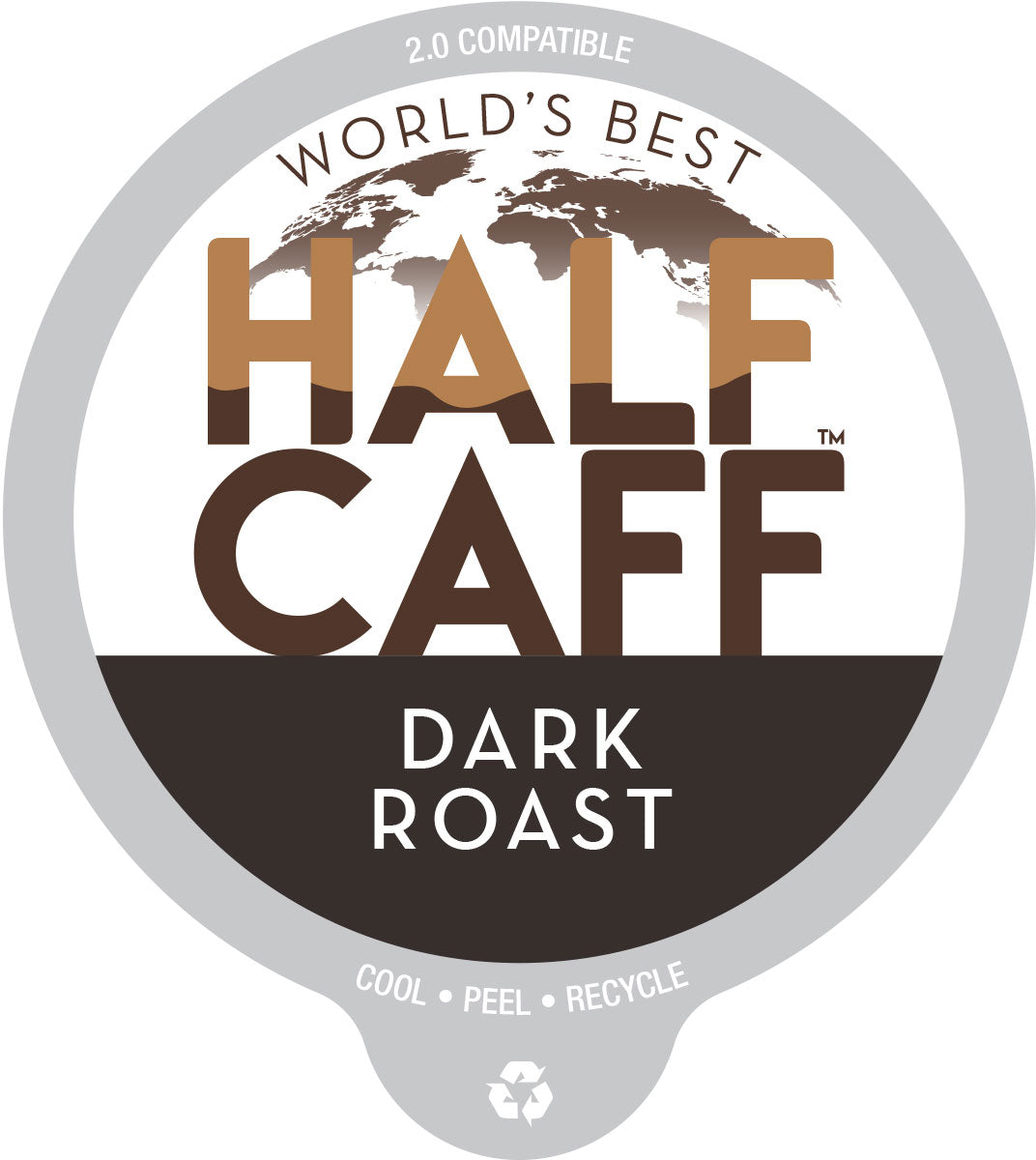 World's Best Half Caffeine Dark Roast Coffee Pods - Compatible with Keurig 2.0 - Perfect for Morning Energy & Evening Relaxation