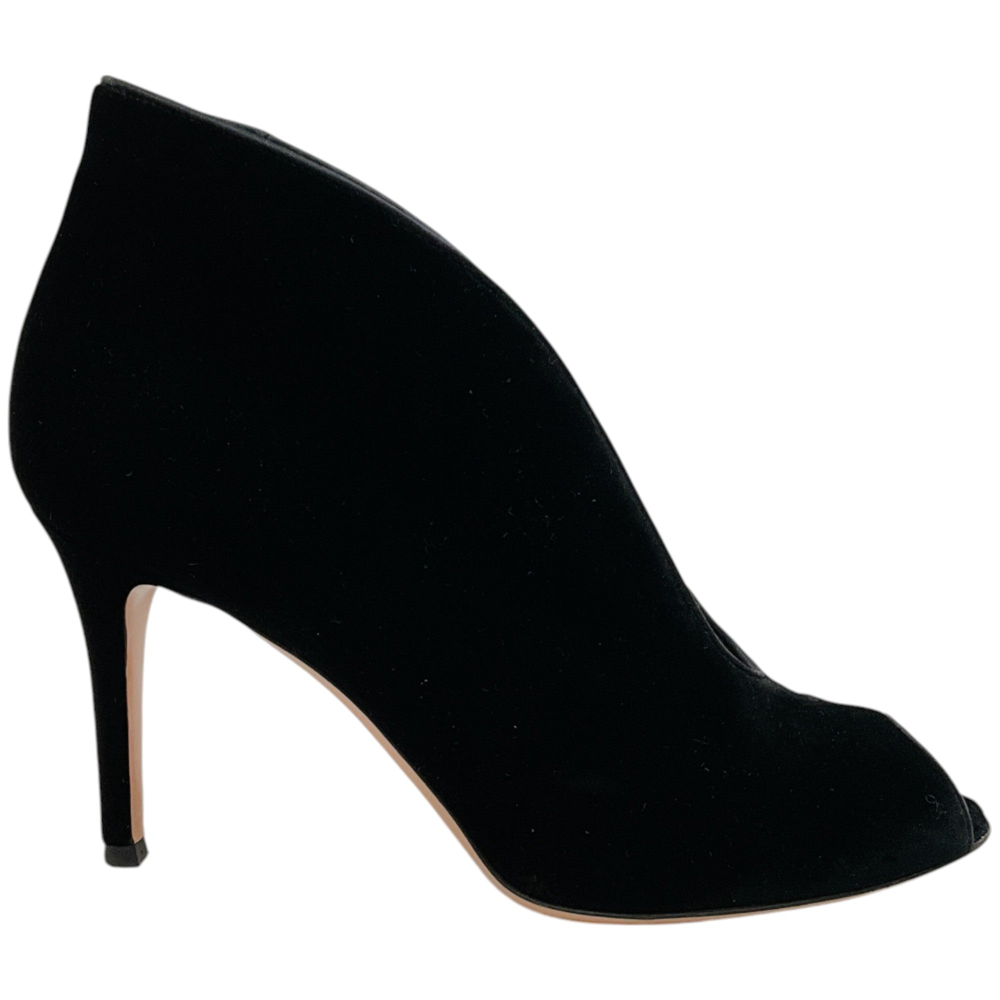 Gianvito Rossi Black Velvet Deep V Cutout Shootie Pumps - Elegant Women's Dress Shoes for Evening Parties & Formal Events