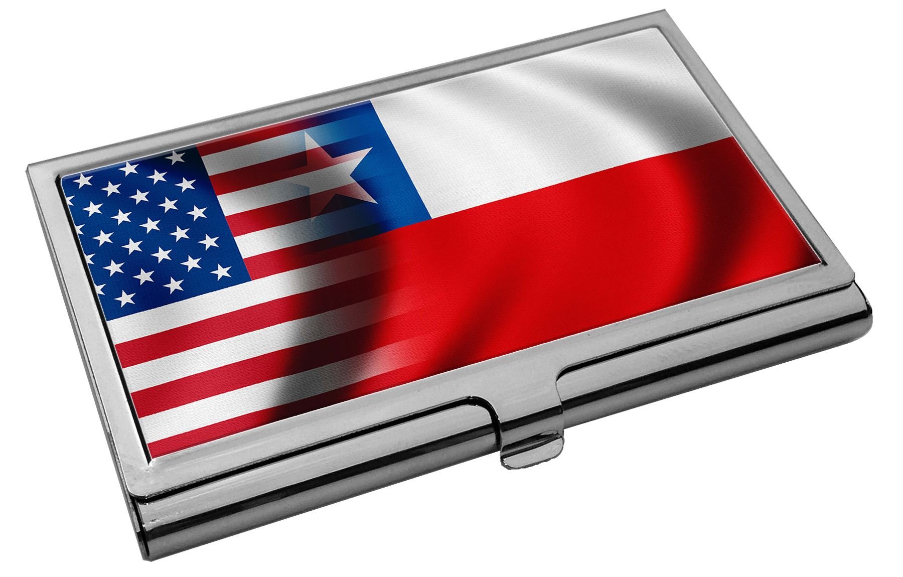 Premium Stainless Steel Chilean Flag Business Card Holder for Office & Travel
