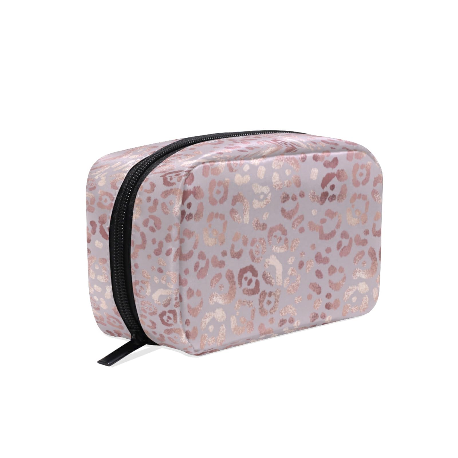 Stylish Rose Gold Leopard Makeup Bag for Women & Girls - Travel Cosmetic Organizer with Multiple Compartments - Perfect for Toiletries, Makeup Storage & On-the-Go Essentials