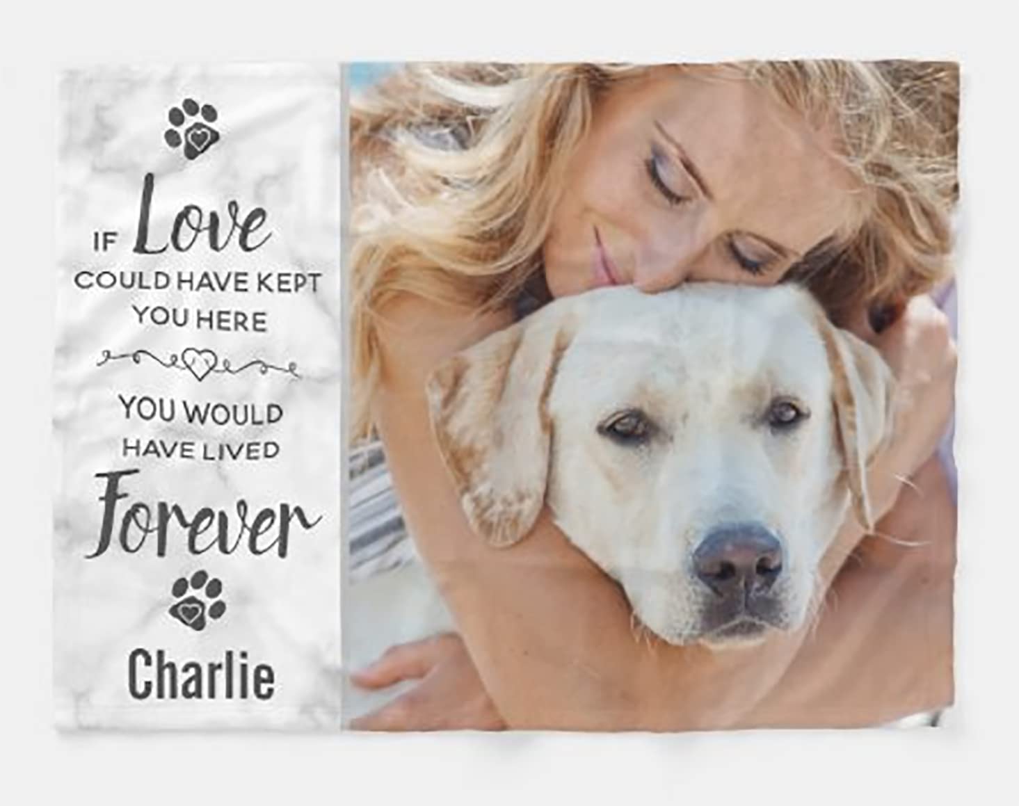 Custom Photo Blanket with Pet Pictures - Personalized Memorial Throw Blanket for Dog & Cat Lovers - Meaningful Gift for Family & Friends (Birthday, Christmas) - Cozy Home Decor & Heartwarming Keepsake