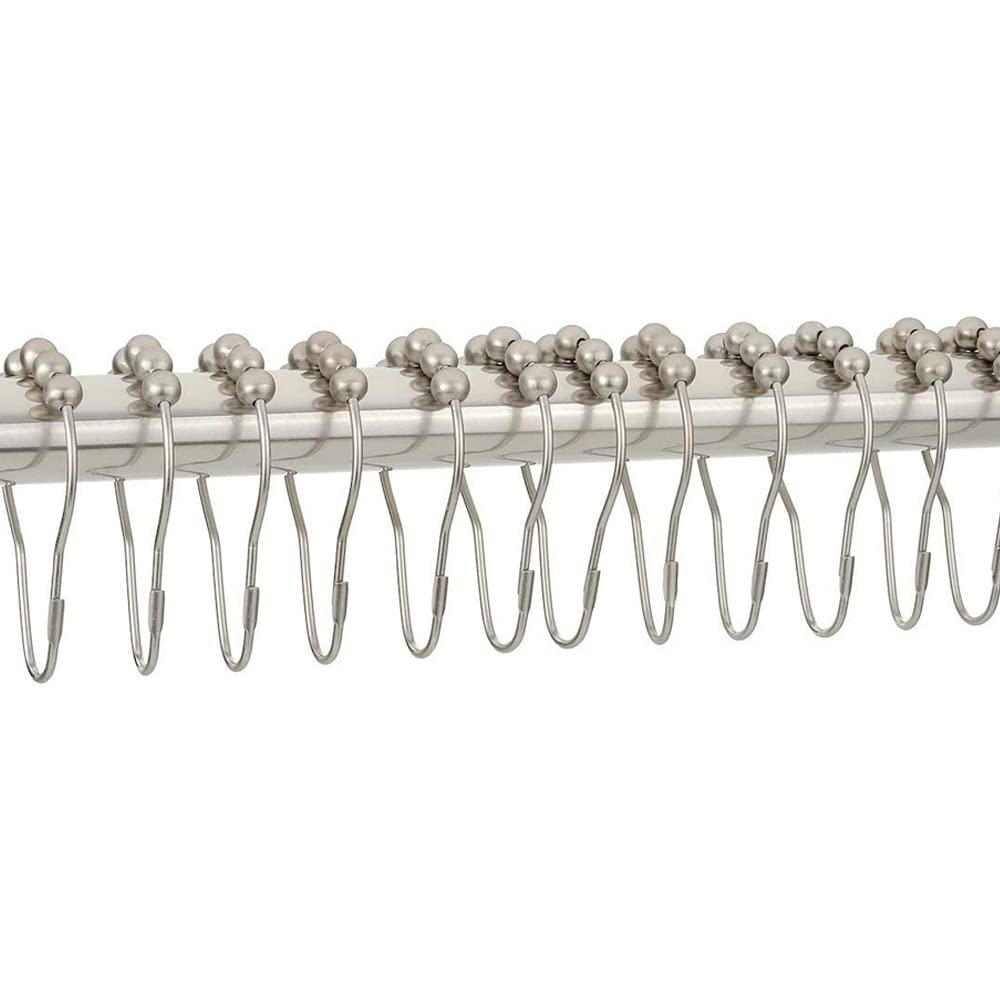 Premium Stainless Steel Shower Curtain Rings Set of 12 - Rustproof Metal Hooks for Bathroom, Smooth Gliding Shower Hooks in Matte Nickel Finish - Perfect for Bathroom, Dorm, and Apartment Decor