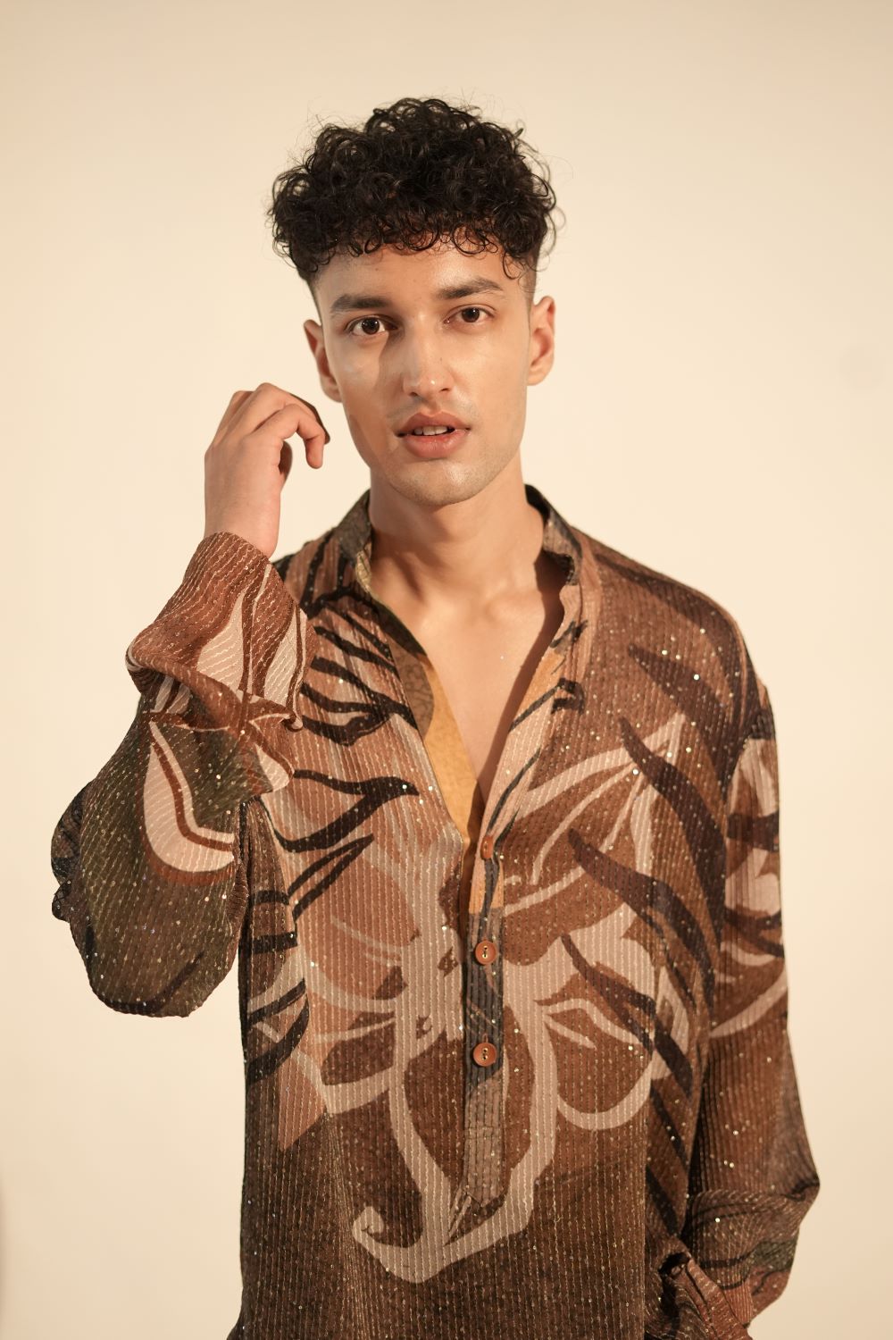 Stylish Brown Tropical Print Kurta for Women - Boho Chic Summer Dress - Perfect for Beach Vacations, Festivals & Casual Outings