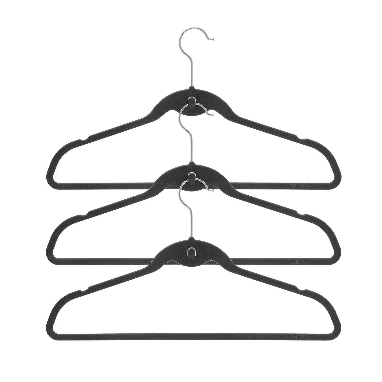 Prettyia Cascade Hangers - 20 Pack Black Steel Swivel Hooks for Closet Organization | Slim, Sturdy Space-Saving Design | Perfect for Hanging Clothes, Scarves, Belts & Accessories in Bedroom, Closet or Retail Store