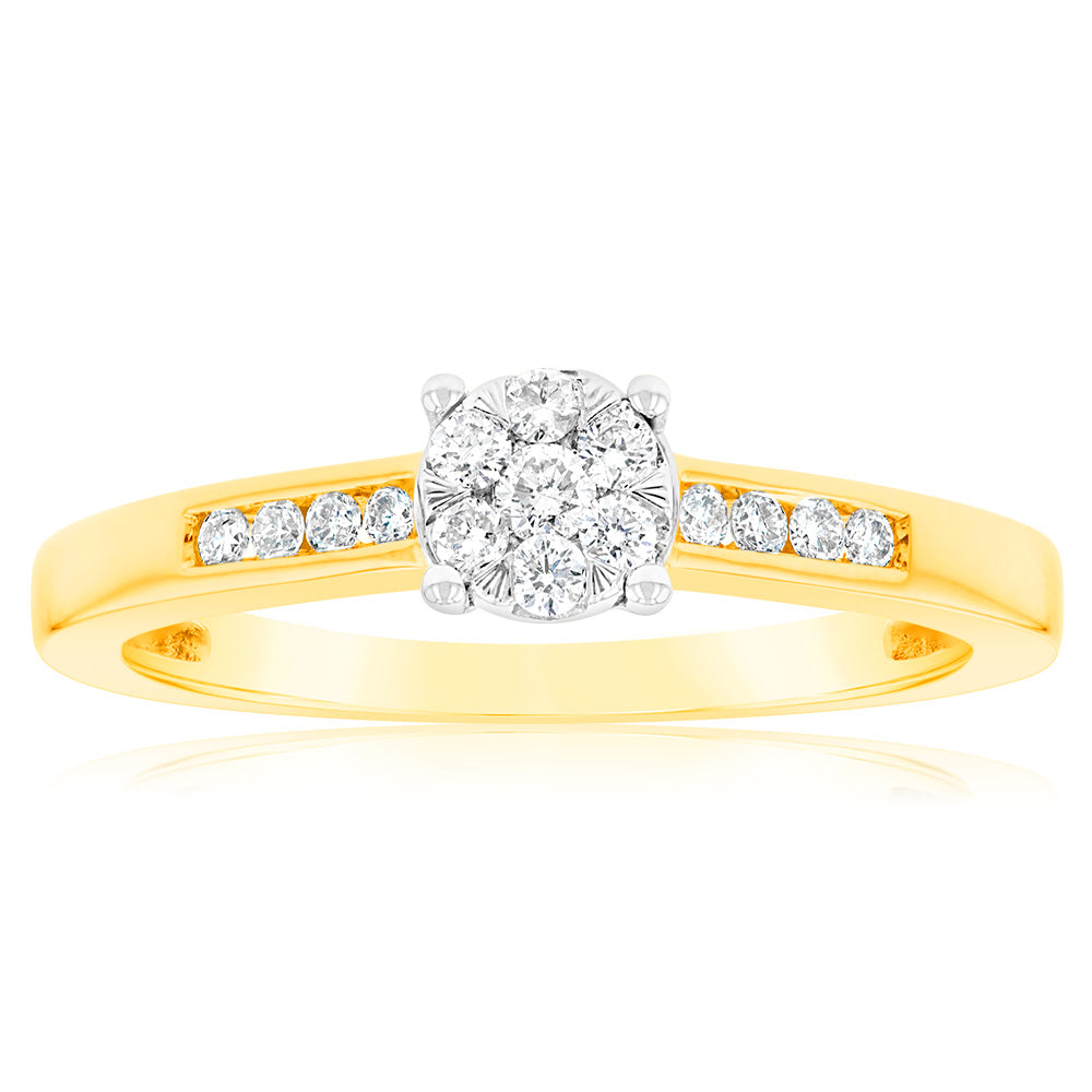 9ct Yellow Gold 1/5 Carat Diamond Ring for Women - Elegant Solitaire Engagement & Wedding Band - Perfect for Proposals, Anniversaries and Special Occasions