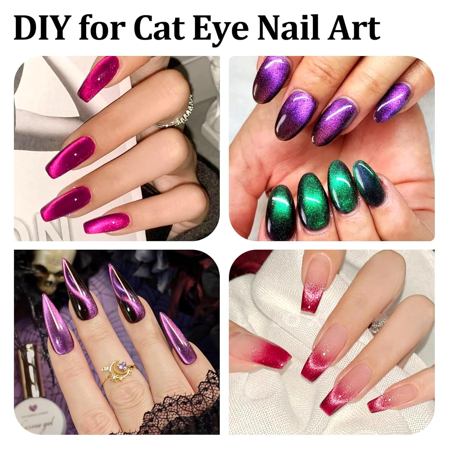 11PCS Cat Eye Gel Nail Polish Kit with 5-in-1 Magnet Tool, 9 Stripe Plates & Magnet Pen - Professional Nail Art Set for Salon & DIY Manicures at Home (Pink) - Perfect for Parties, Weddings & Special Occasions