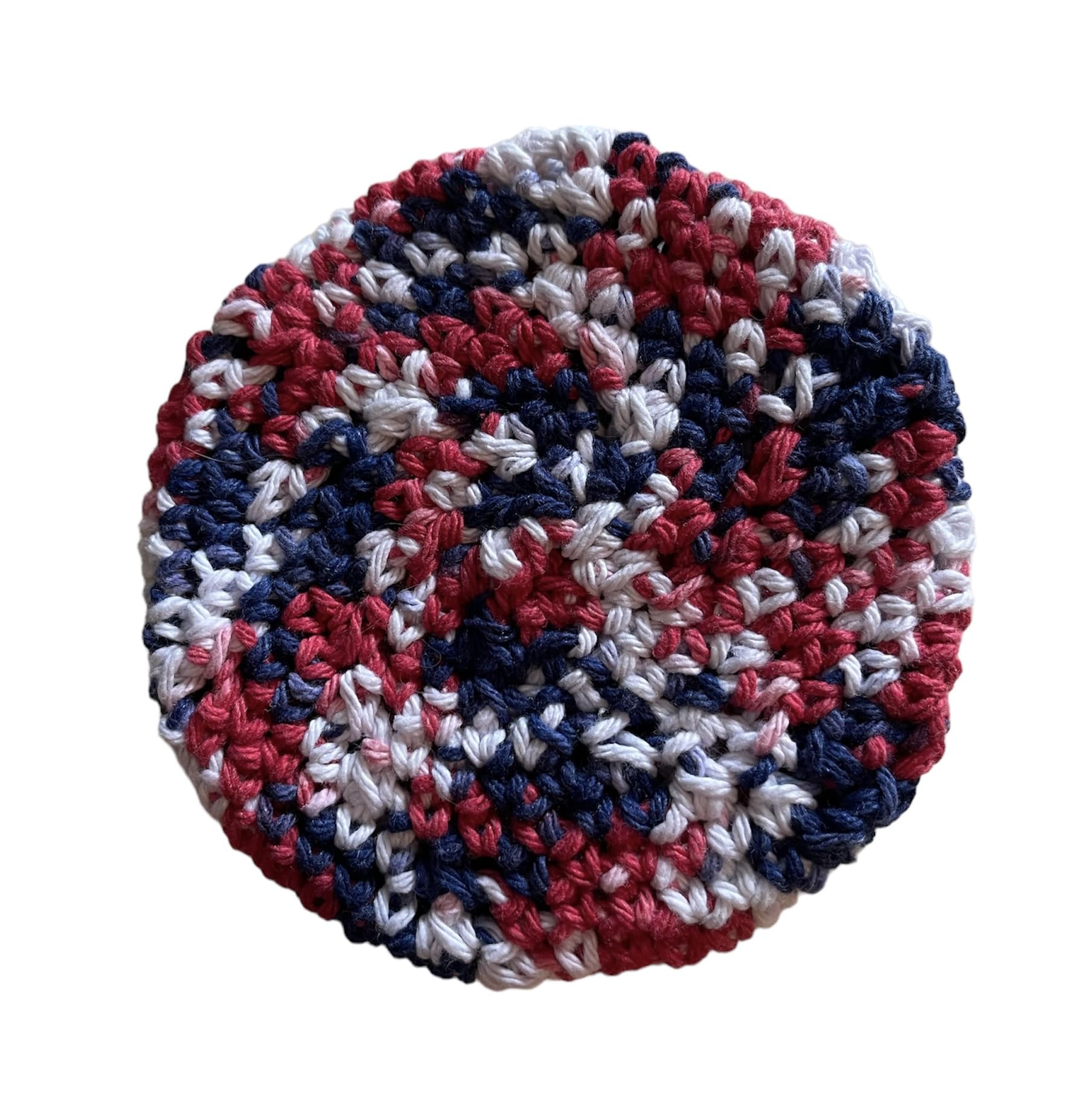 Patriotic Red White Blue Dish Scrubber Set - 2 Double Layer Nylon Yarn Scrubbies with Thick Round Cloth - Reusable Sponge Scouring Pads for Kitchen Cleaning - Perfect for Washing Dishes, Pots & Pans