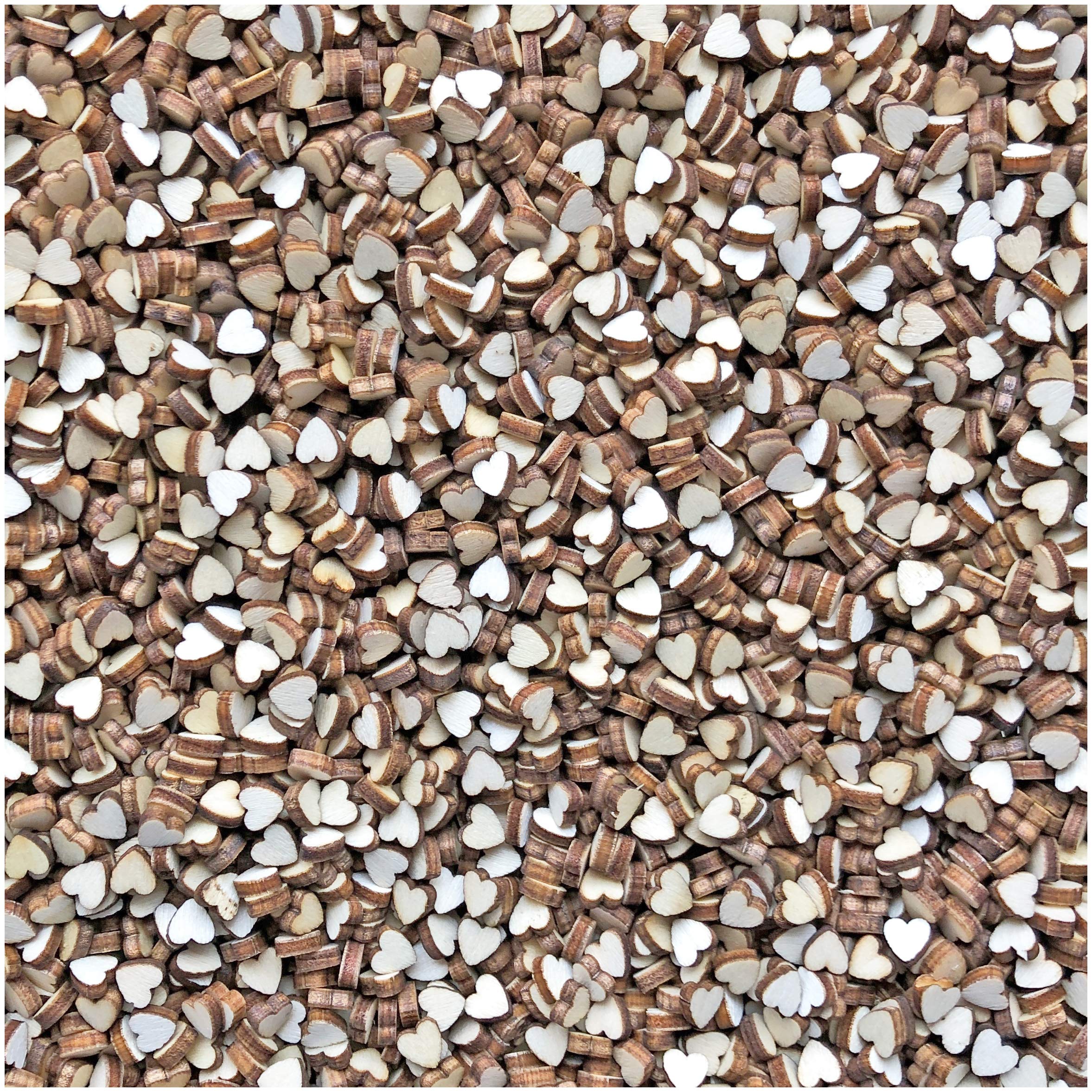 5mm Love Hearts Plain Wooden Shabby Chic Craft Scrapbook Vintage Confetti Hearts (2,000 Pieces) - Perfect for DIY Wedding Decor, Scrapbooking, Card Making, and Party Favors