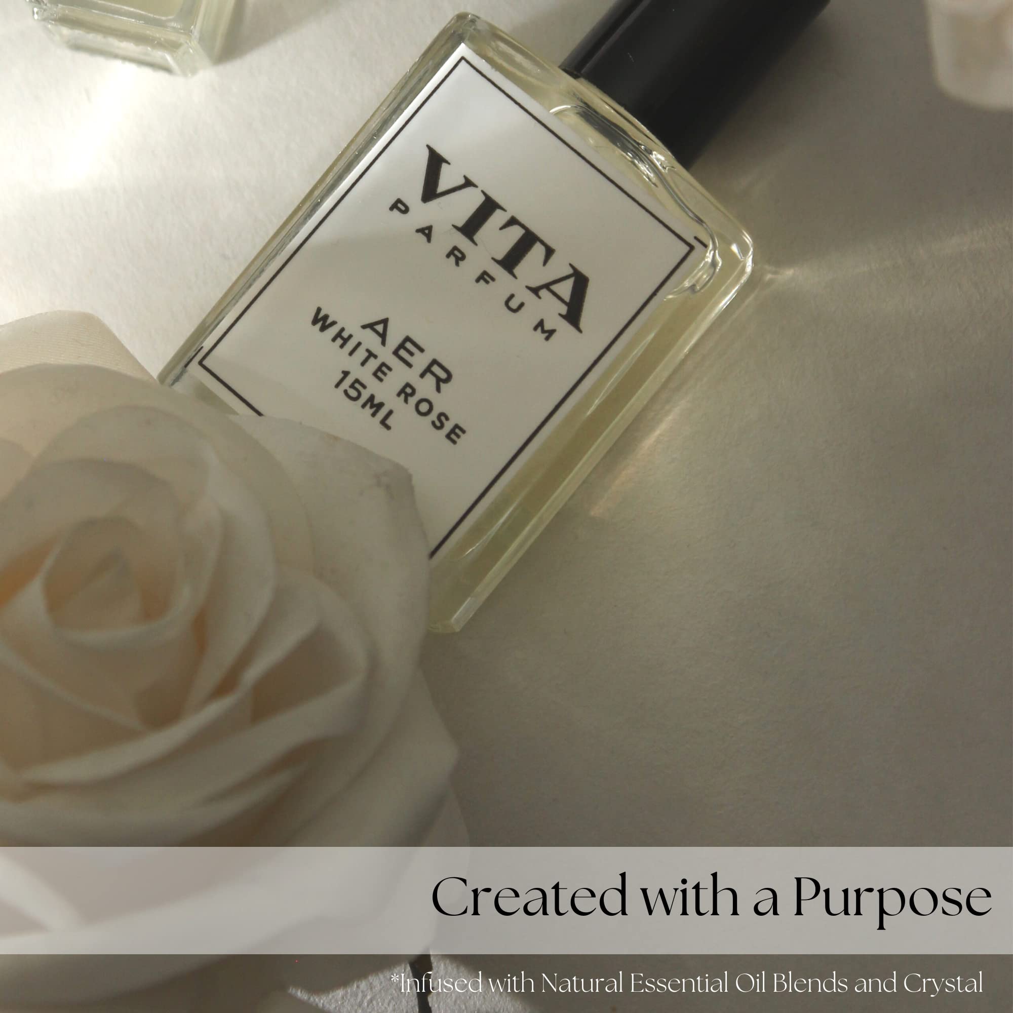 White Rose Perfume Oil for Women - Vegan, Cruelty-Free Mini Roll-On Essential Oil (15ml) | Attraction & Manifestation Aromatherapy | Perfect for Daily Wear, Meditation & Gift Giving