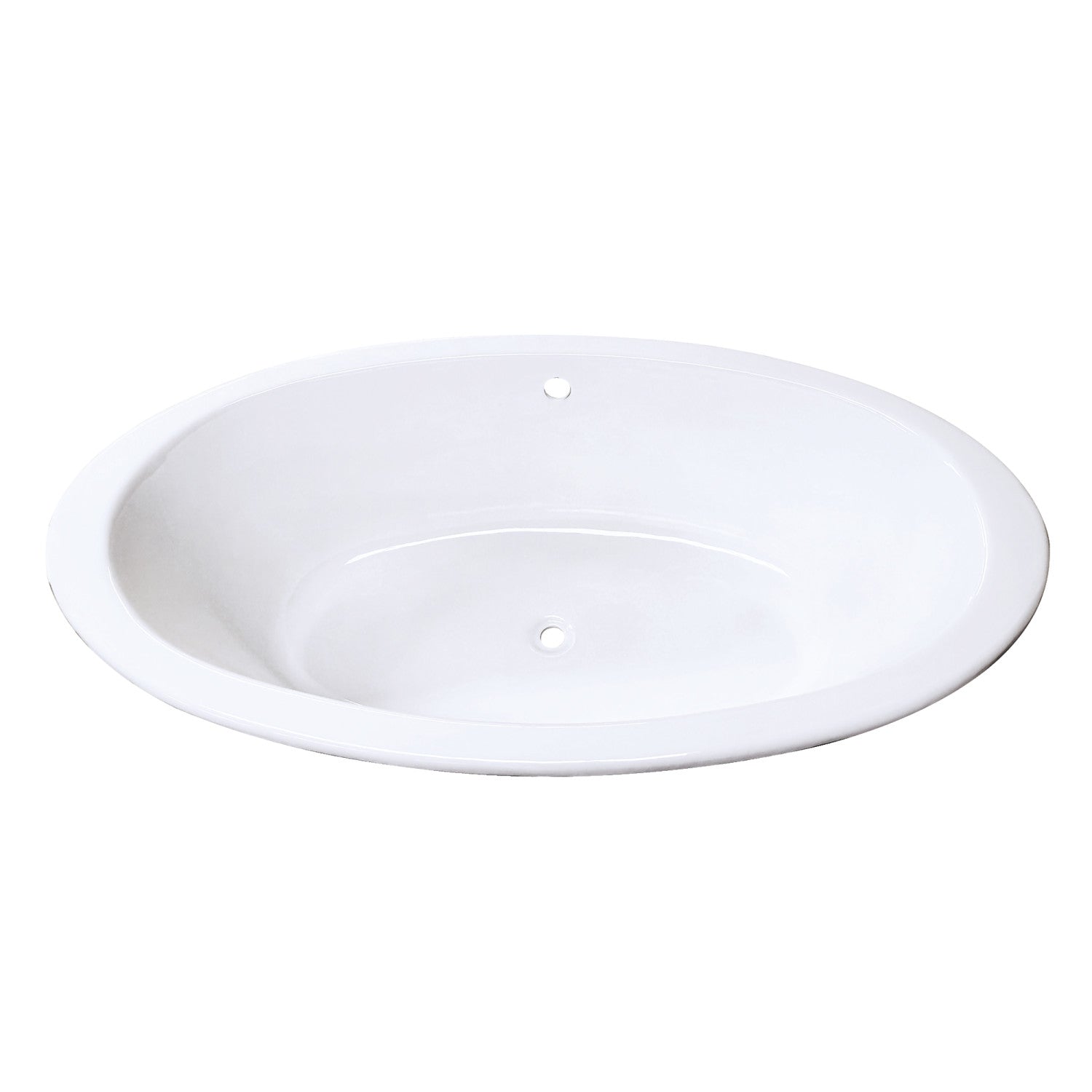 Aqua Eden 57 Inch White Cast Iron Oval Drop-In Bathtub with Center Drain - Freestanding Soaking Tub for Luxury Bathroom & Spa Relaxation