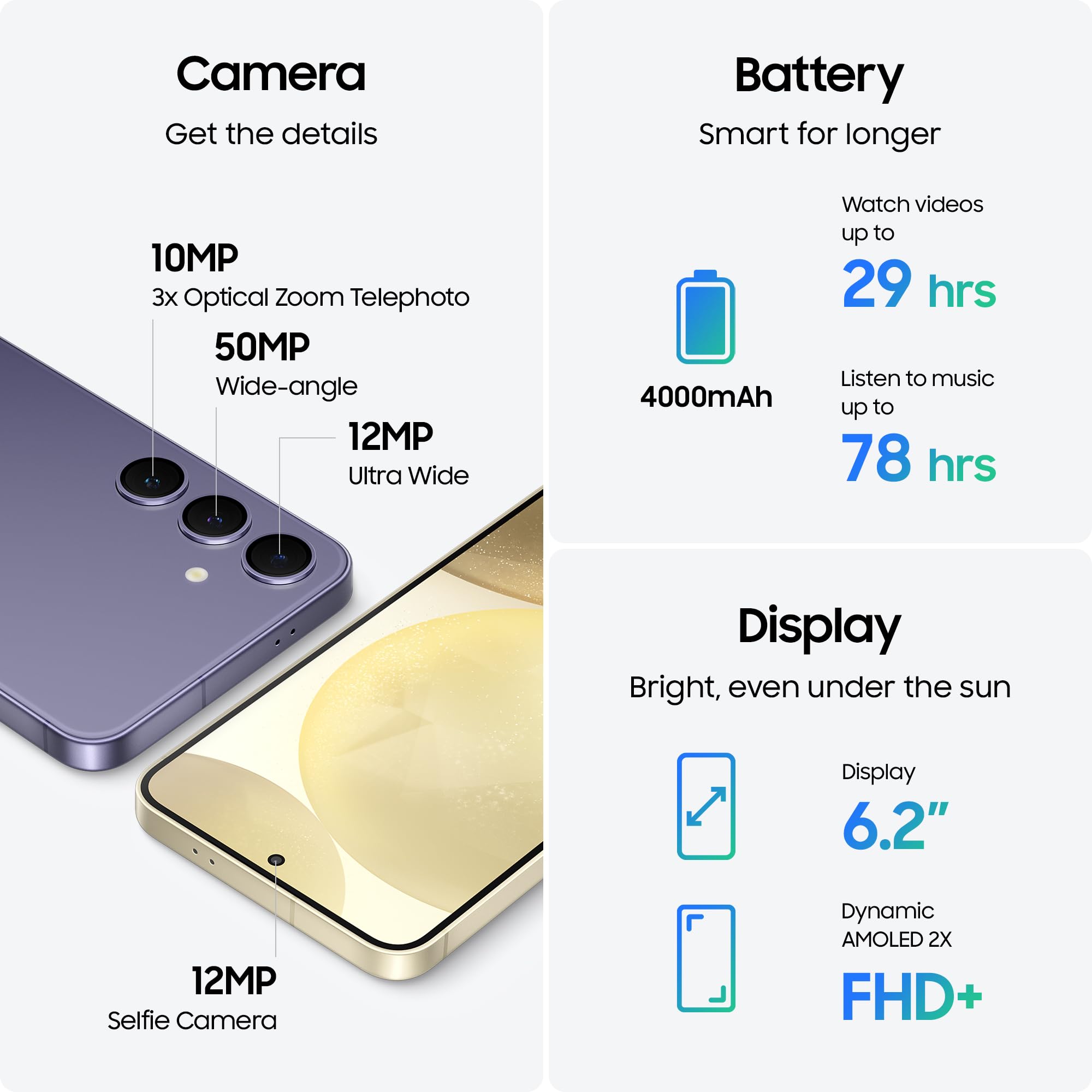 Samsung Galaxy S24 5G Unlocked Smartphone (128GB) - AI-Powered, 120Hz AMOLED Display, 50MP Pro Camera, 8K Video, Night Mode, 45W Fast Charger - Marble Gray (Renewed) | Perfect for Streaming, Gaming & Photography