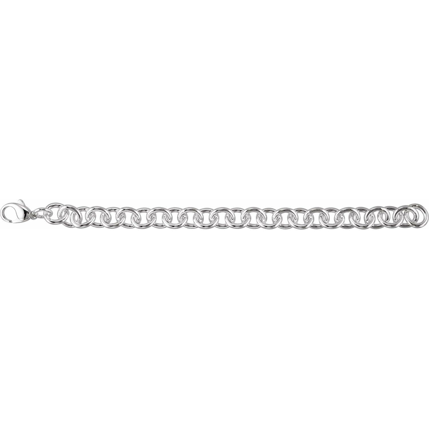 925 Sterling Silver Cable Bracelet for Women - 10mm Thick Adjustable 7.5