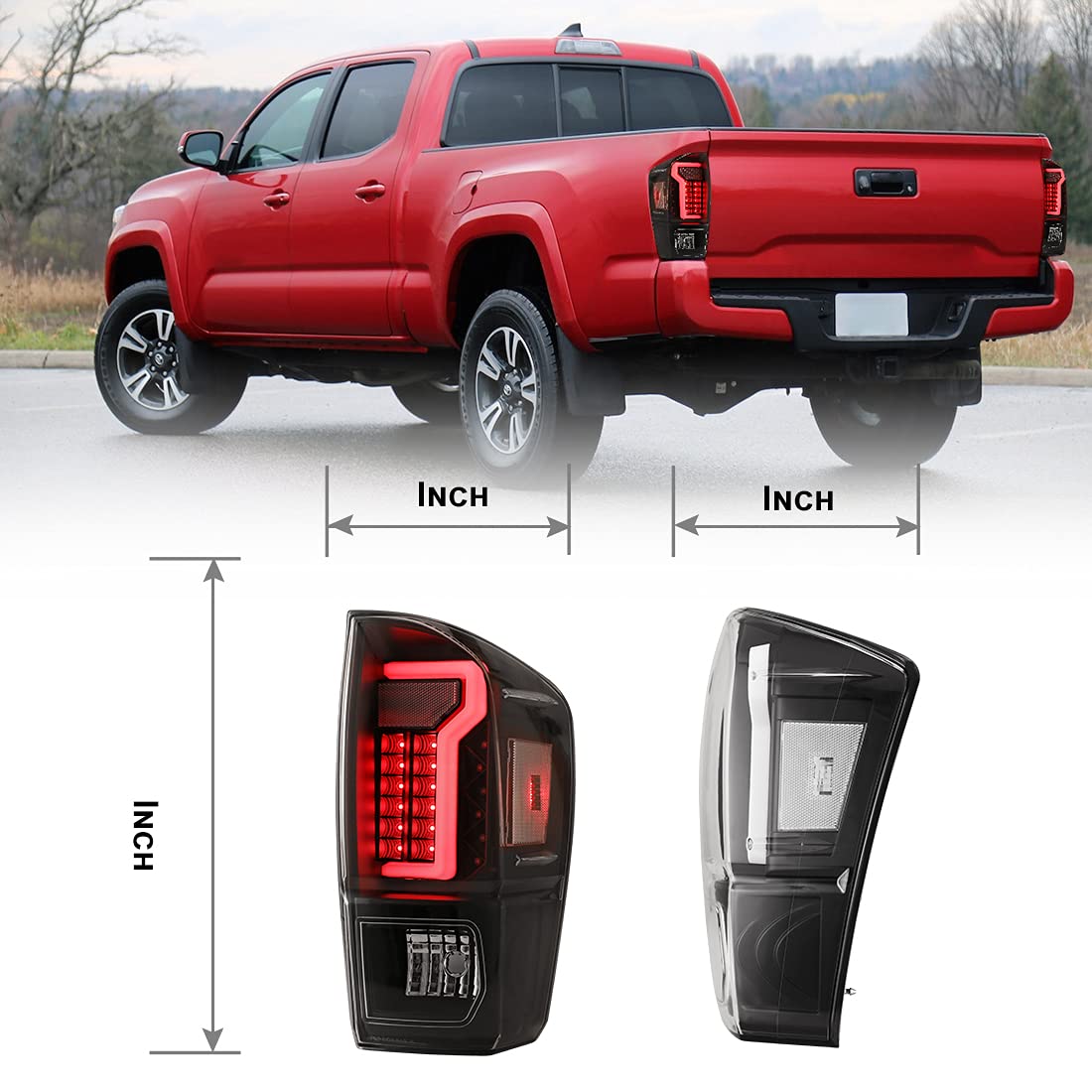 Nixon Offroad LED Tail Lights for 2016-2022 Toyota Tacoma - Clear Smoke Replacement Assembly with Turn Signal, Brake & Running Lights (Driver & Passenger Side) - Perfect for Off-Roading, Night Driving & Truck Customization