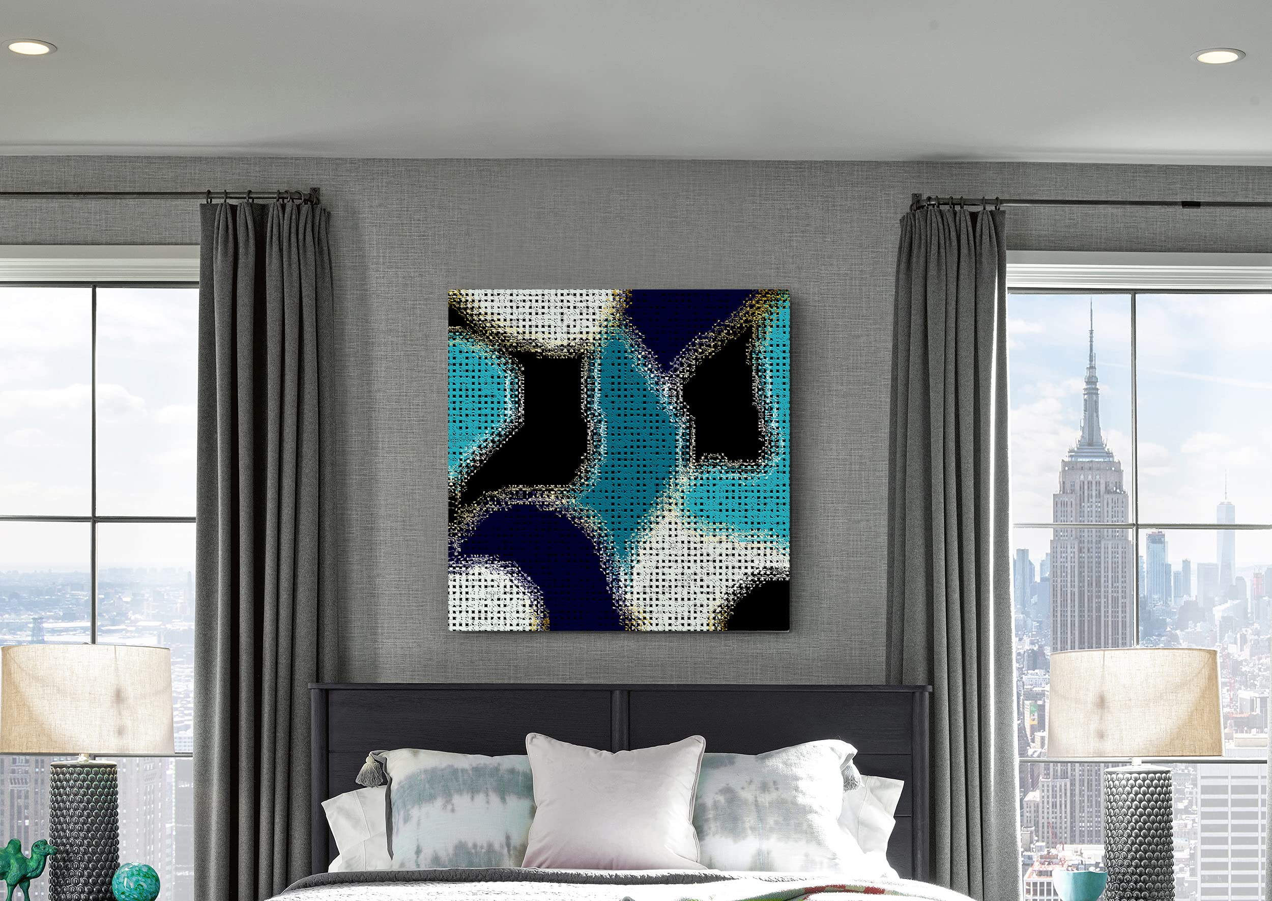 Armen Living Abstract Mosaic 547 Square Wrapped Canvas Wall Art Print - 16x16 Inches Modern Home Decor for Living Room, Bedroom & Office