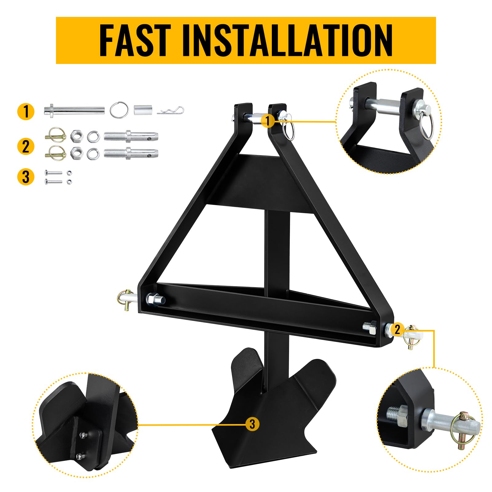 Middle Buster for Category 1 Tractors - Heavy Duty Steel 3 Point Hitch Subsoiler for Potato Harvesting & Furrowing | Ideal for Farm, Garden & Agricultural Use