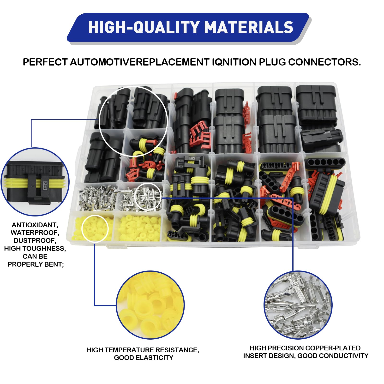 709Pcs Waterproof Wire Connectors Kit - 43 Kits Automotive Electrical Connectors with 1/2/3/4/5/6 Pin Weather Pack for 13-20 AWG Wire, Includes Ratchet Crimping Tool - Perfect for Car, Truck, Marine & Outdoor Electrical Repairs
