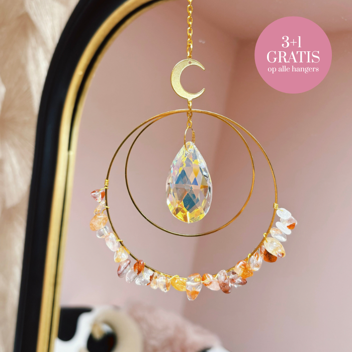 Moonstone Sun Catcher - Handmade Healing Crystal Window Decor for Home, Office & Meditation | Spiritual Gifts & Feng Shui Decorations