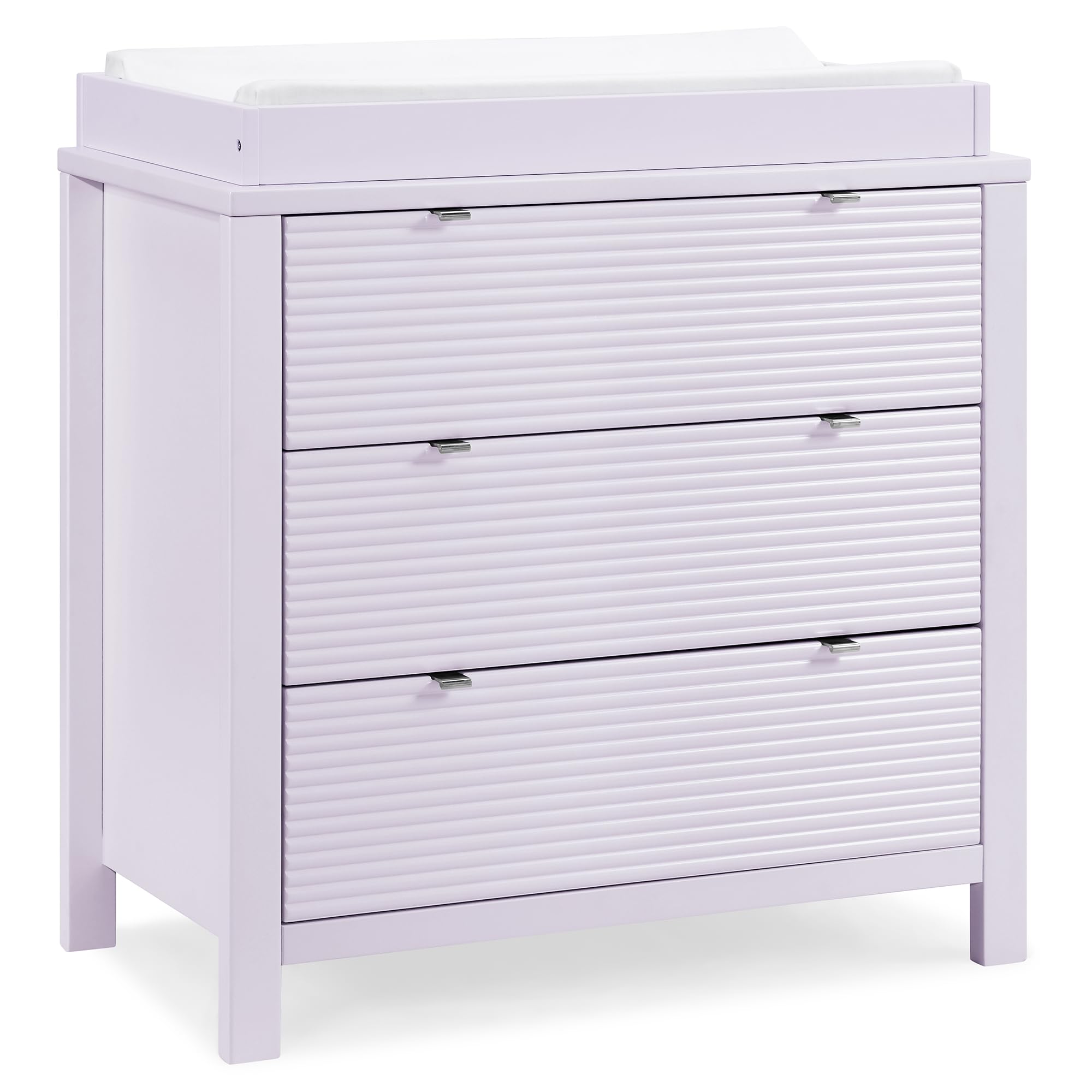 Delta Children Cassie 3-Drawer Dresser with Changing Table Top & Safety Interlocking Drawers - Nursery Storage Solution for Baby Clothes, Diapers & Essentials (Lilac) | Perfect for Newborns & Toddlers Bedroom Organization