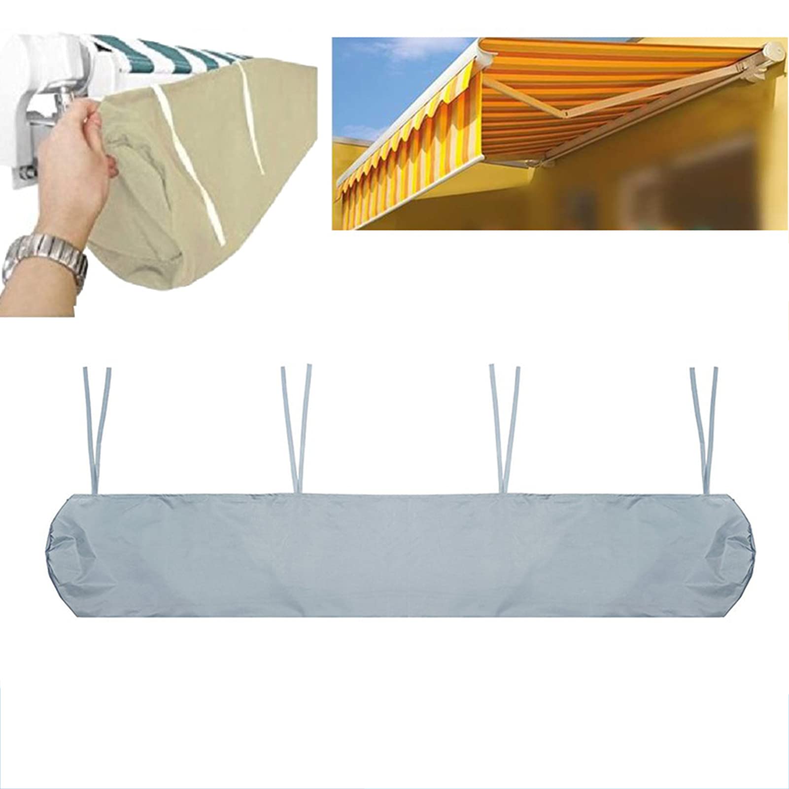 DFEO Waterproof Patio Awning Canopy Cover - 3M Grey Oxford Cloth Replacement Shelter for Outdoor Winter Storage | Perfect for Backyard, Deck, and Garden Protection from Rain & Snow