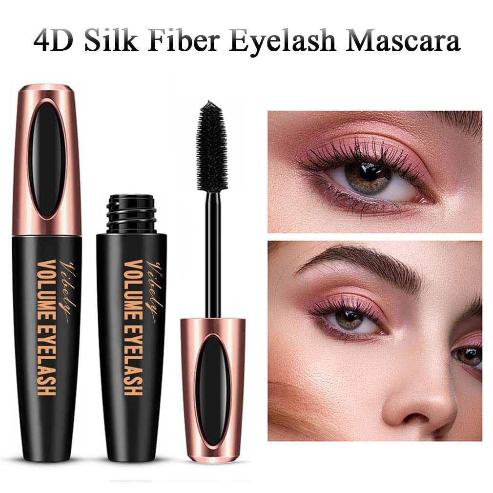 3 Pack 4D Silk Fiber Lash Mascara - Waterproof & Smudge-Proof Volumizing Mascara for Long, Thick Lashes | Black Lengthening Mascara for All-Day Wear | No Flaking or Clumping | Perfect for Daily Use, Special Occasions & Professional Makeup Looks