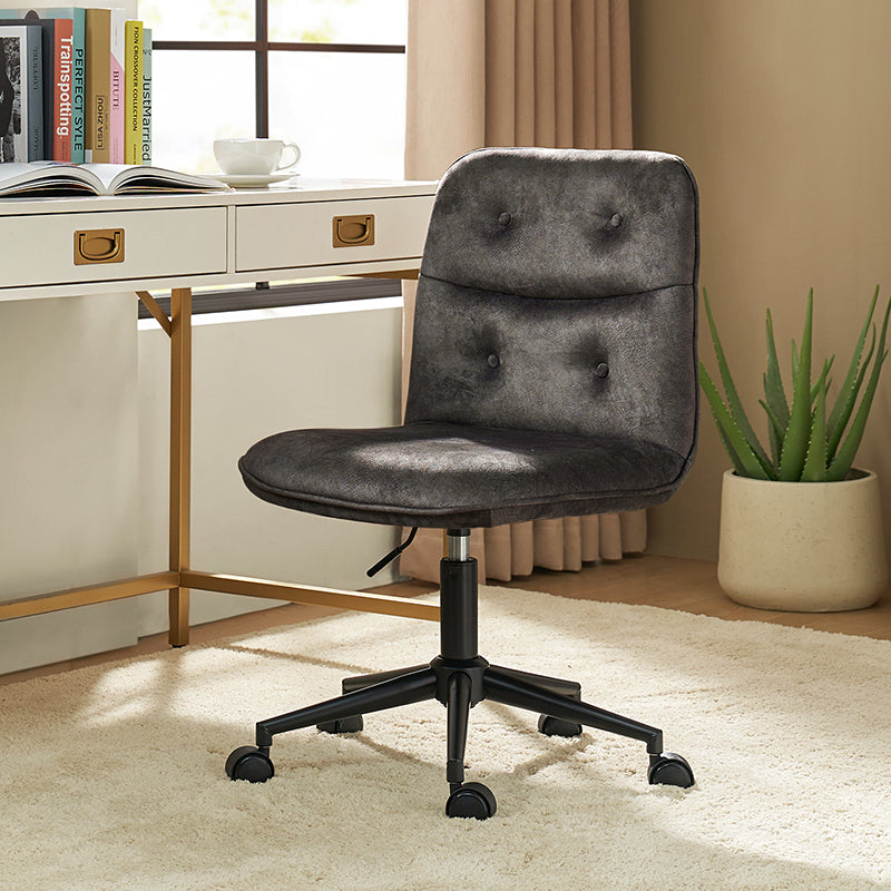 Leonhard Upholstered Swivel Task Chair - Adjustable Height Office Chair with Plush Velvet Fabric & Smooth-Rolling Wheels for Home Office, Study, or Workspace