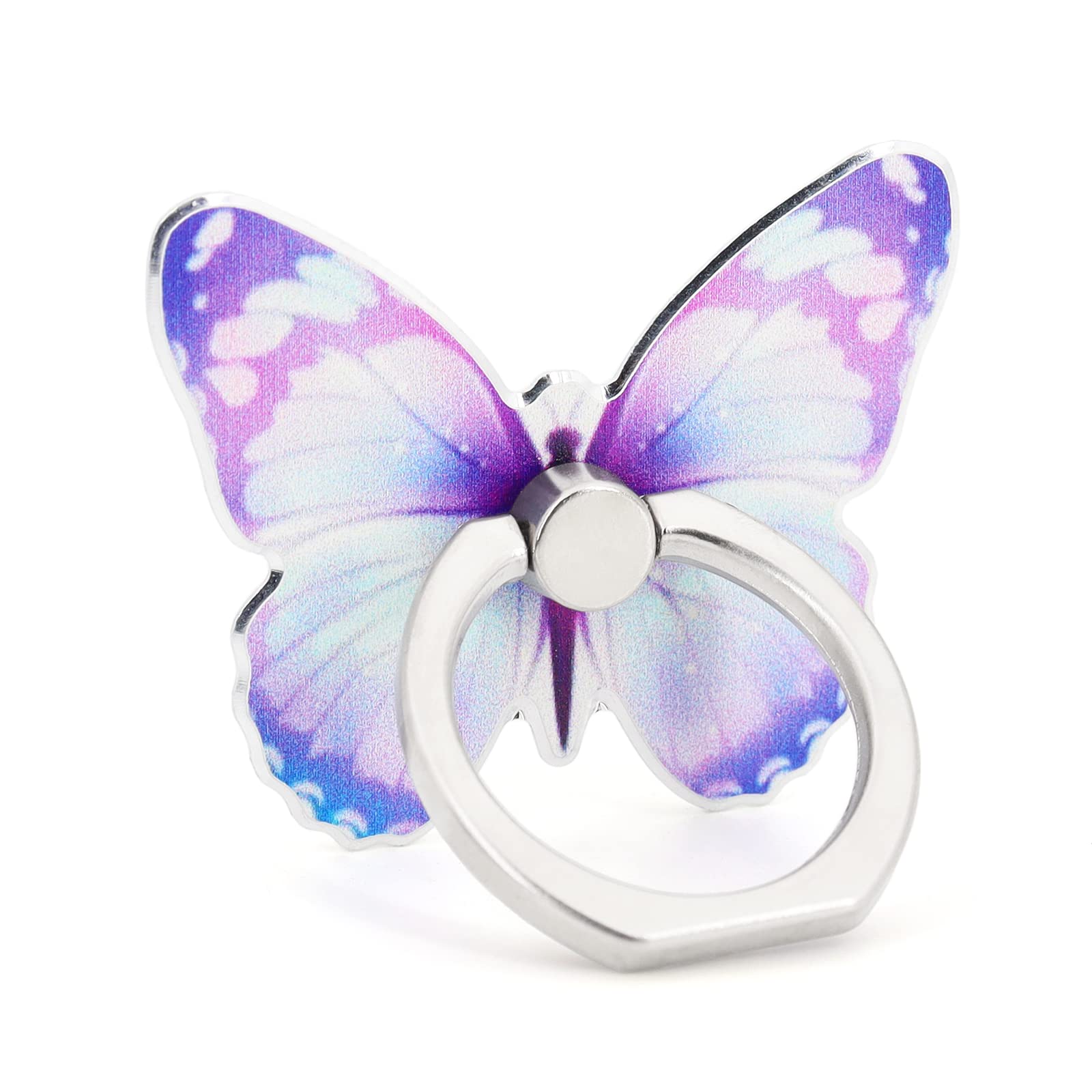 360° Rotating Butterfly Phone Ring Holder - Universal Finger Grip Stand with 180° Flip Kickstand for All Smartphones (Lilac) - Perfect for Hands-Free Viewing, Gaming & Selfies