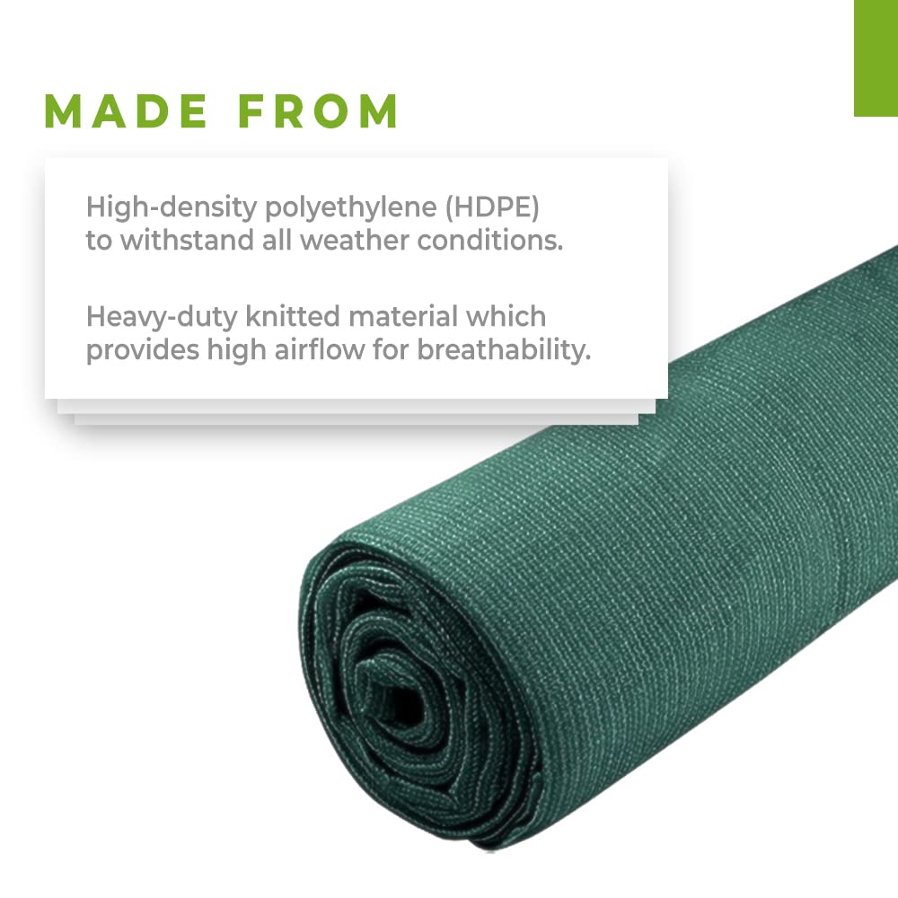Grow1 Greenhouse 50% Shade Cloth Net - 10' x 100' Dark Green UV Resistant Garden Cover for Plants, Chicken Coop & Outdoor Protection - Ideal for Tomatoes, Vegetables & Sun-Sensitive Plants