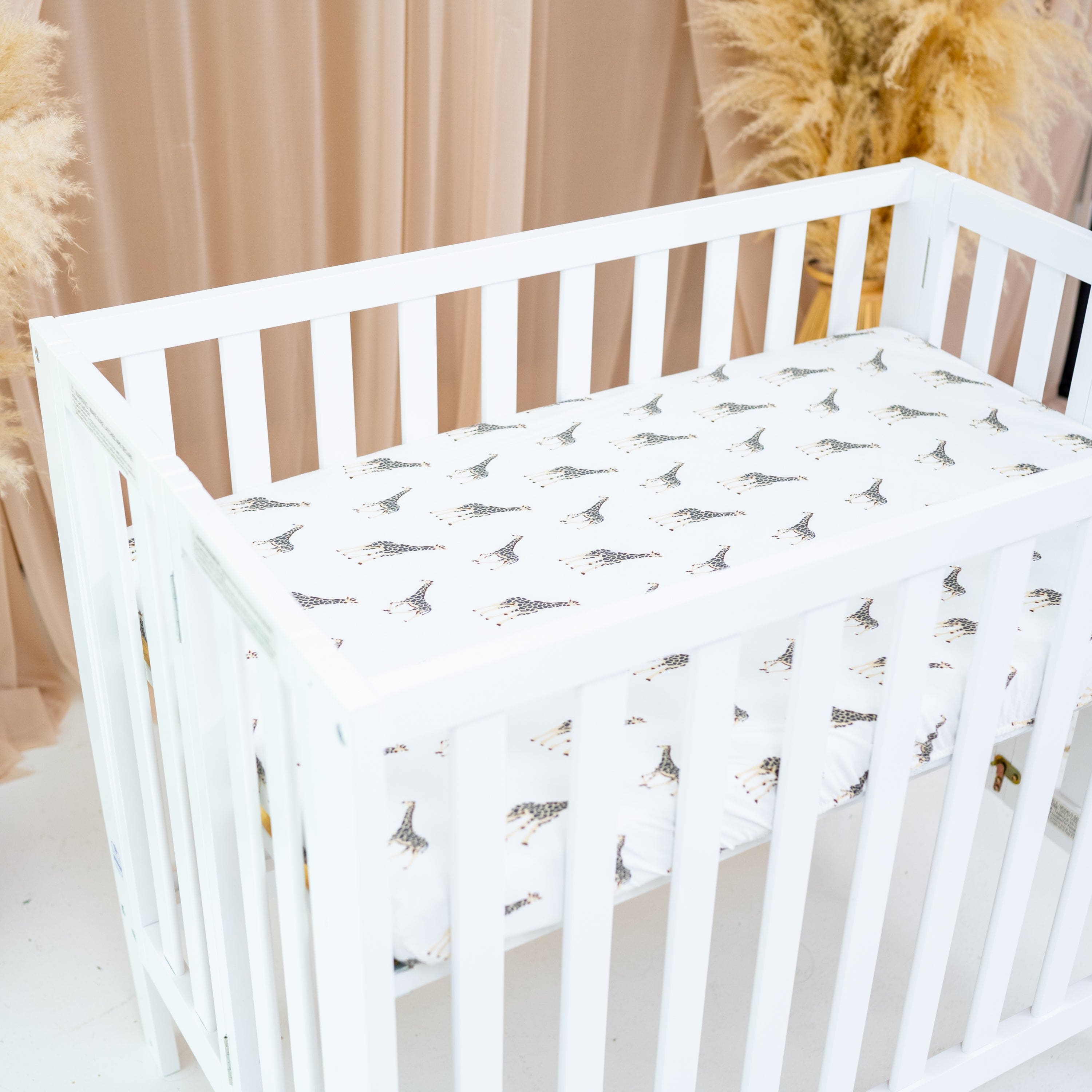 Soft Organic Cotton Mini Crib Sheet with Adorable Giraffe Print - Perfect for Nursery, Daycare & Travel - Fits Standard Mini Crib Mattresses