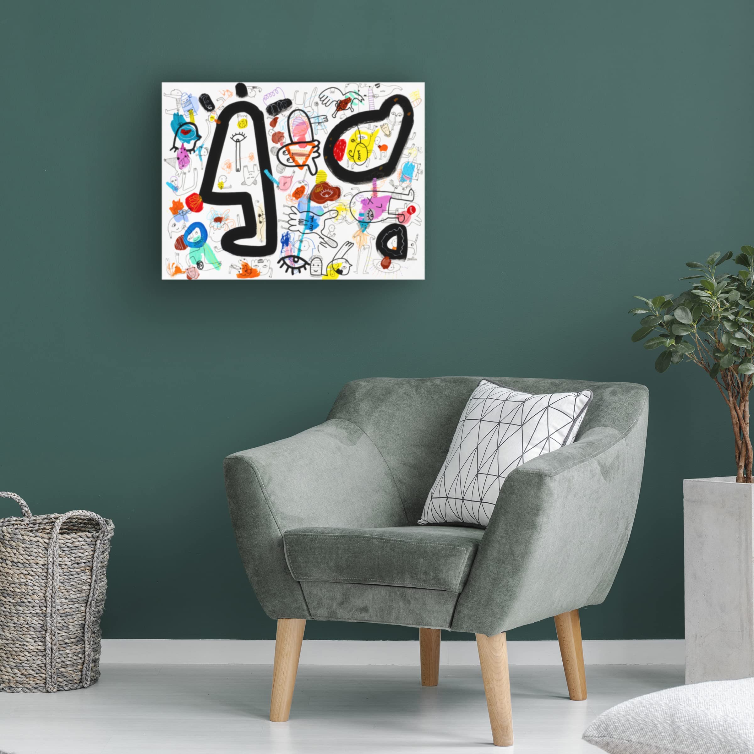 Trademark Fine Art 'Amoeba Alert' Canvas Wall Art by Oodlies - Modern Abstract Painting for Living Room, Bedroom & Office Decor