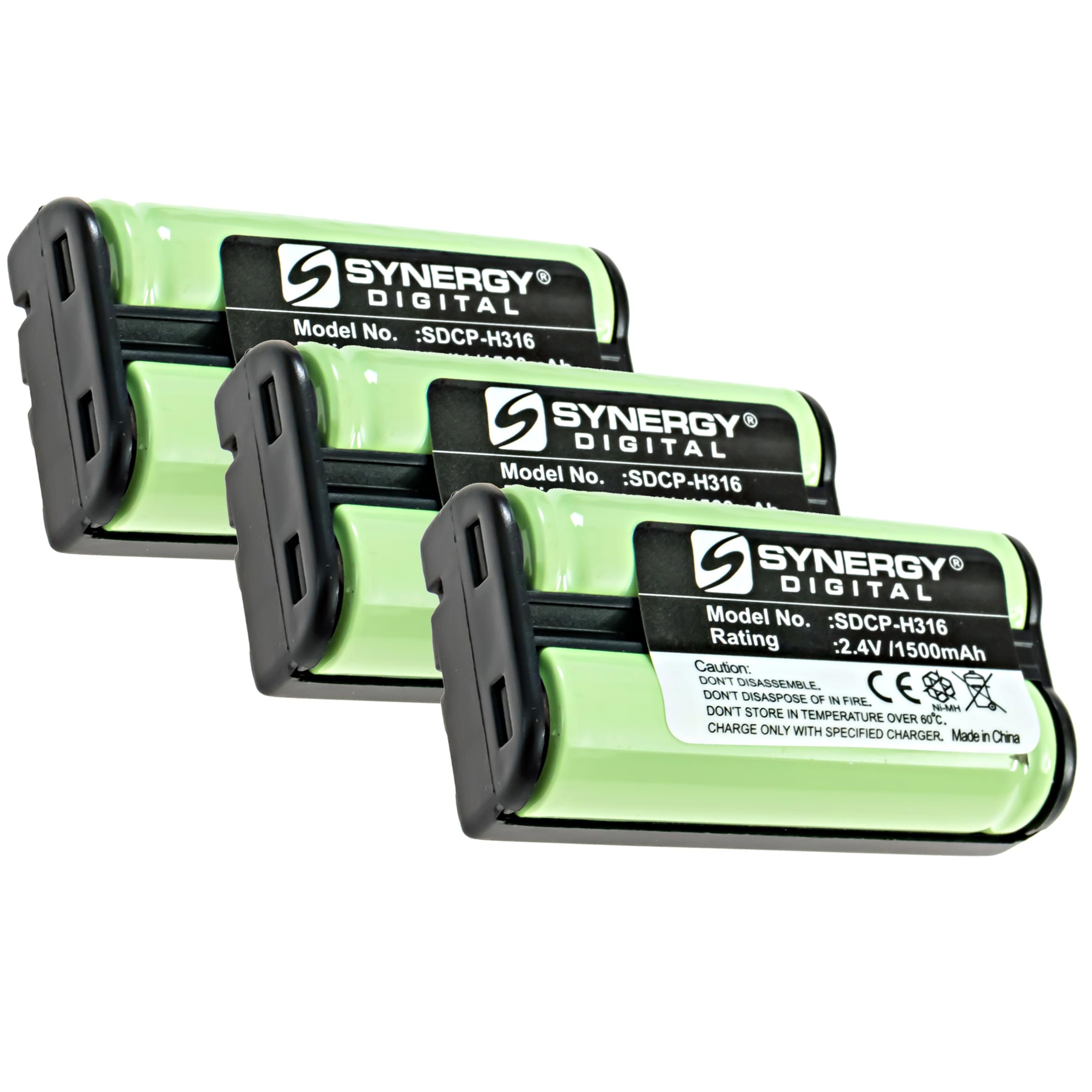 Synergy Digital Rechargeable Ni-MH Battery Pack (2.4V 1500mAh) - 3-Pack Replacement for AT&T E2662B Cordless Phone & Panasonic HHR-P546A - Long-Lasting Power for Home & Office Phones - Perfect for Cordless Phone Systems in Living Rooms, Bedrooms, and Workspaces